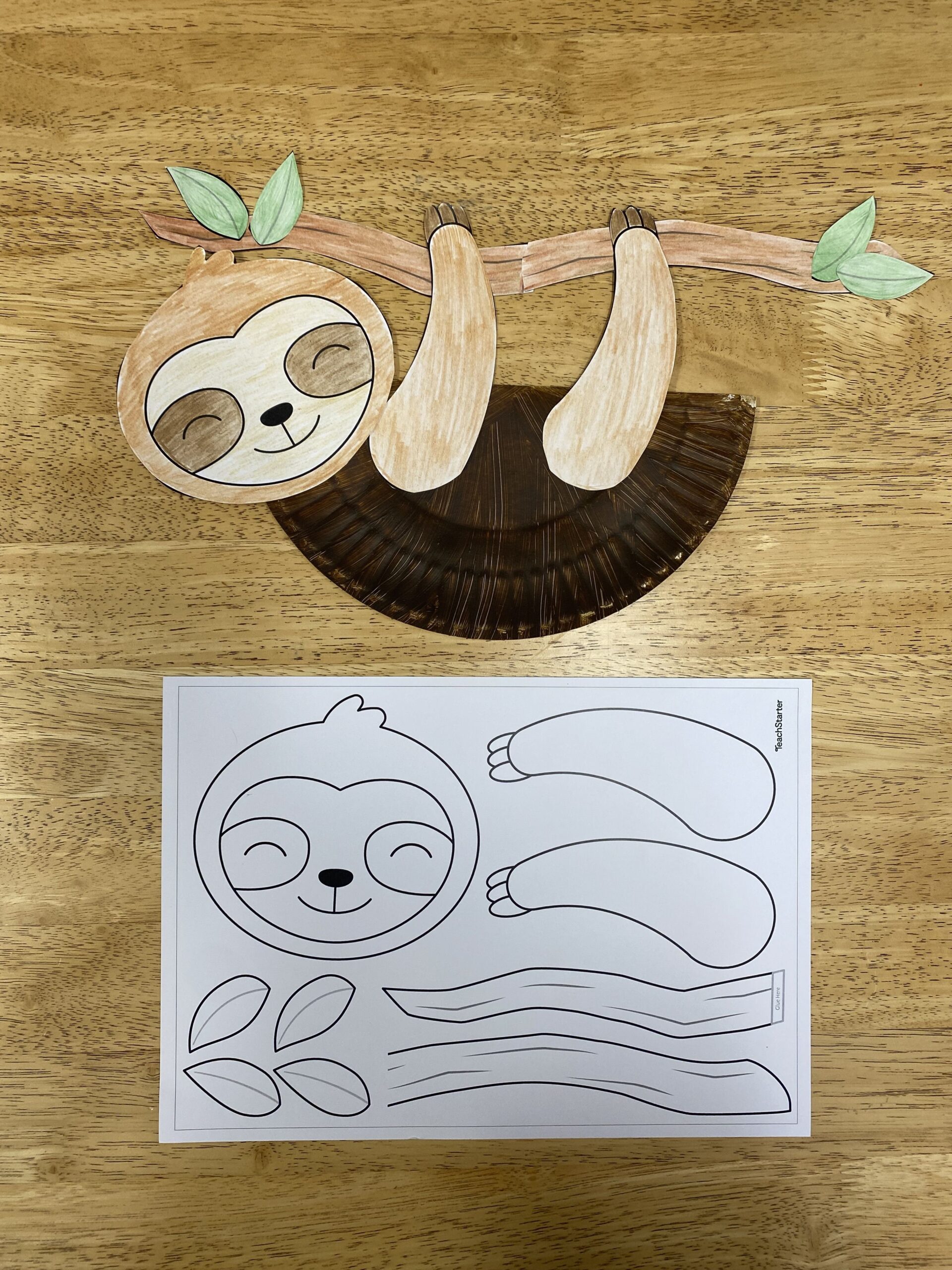 Printable Sloth Craft Template