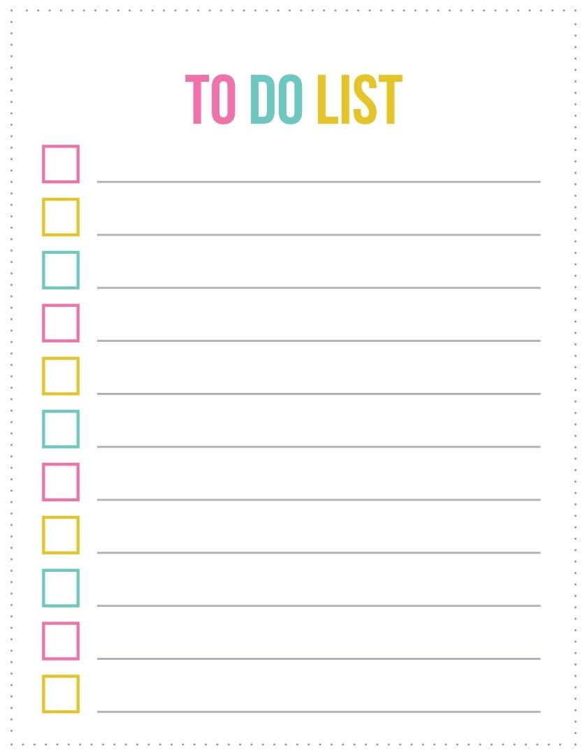 Printable Cute To Do List Template
