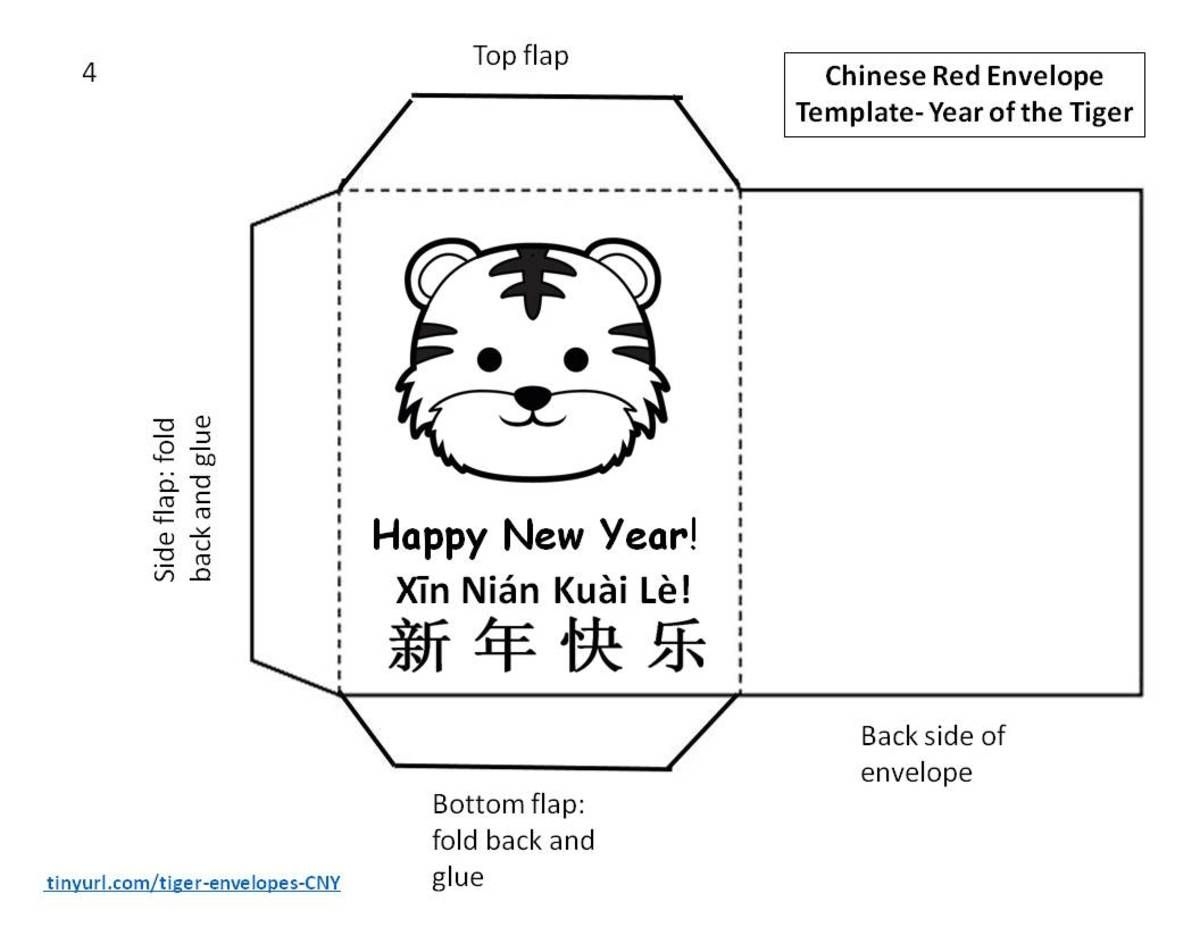 Cute Tiger Lucky Red Envelope Template Year Of The Tiger Chinese New Year Activities Chinese Lessons