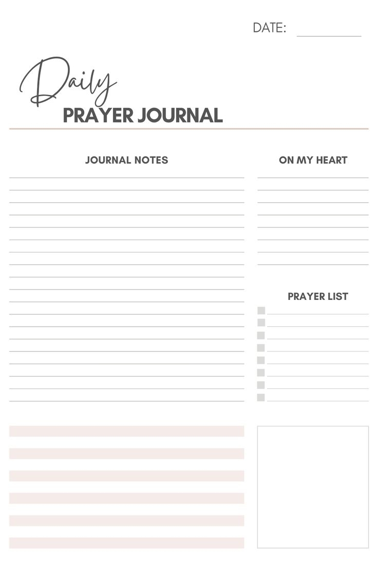 DAILY JOURNAL LAYOUT FREE PRINTABLE Prayer Journal Bible Journal Template Prayer Journal Printable