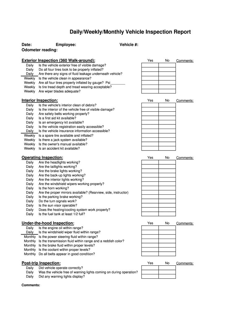 Daily Truck Inspection Checklist Fill Online Printable Fillable Blank PdfFiller