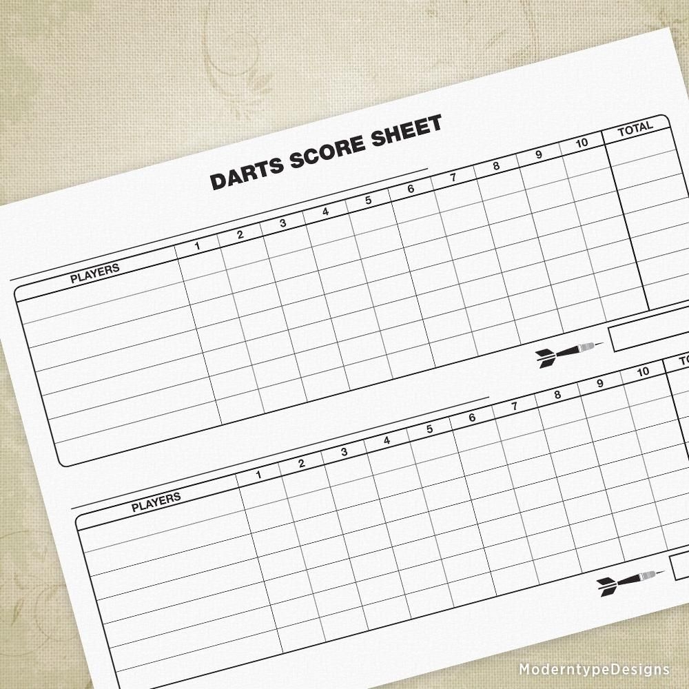 Printable Darts Score Sheet Template