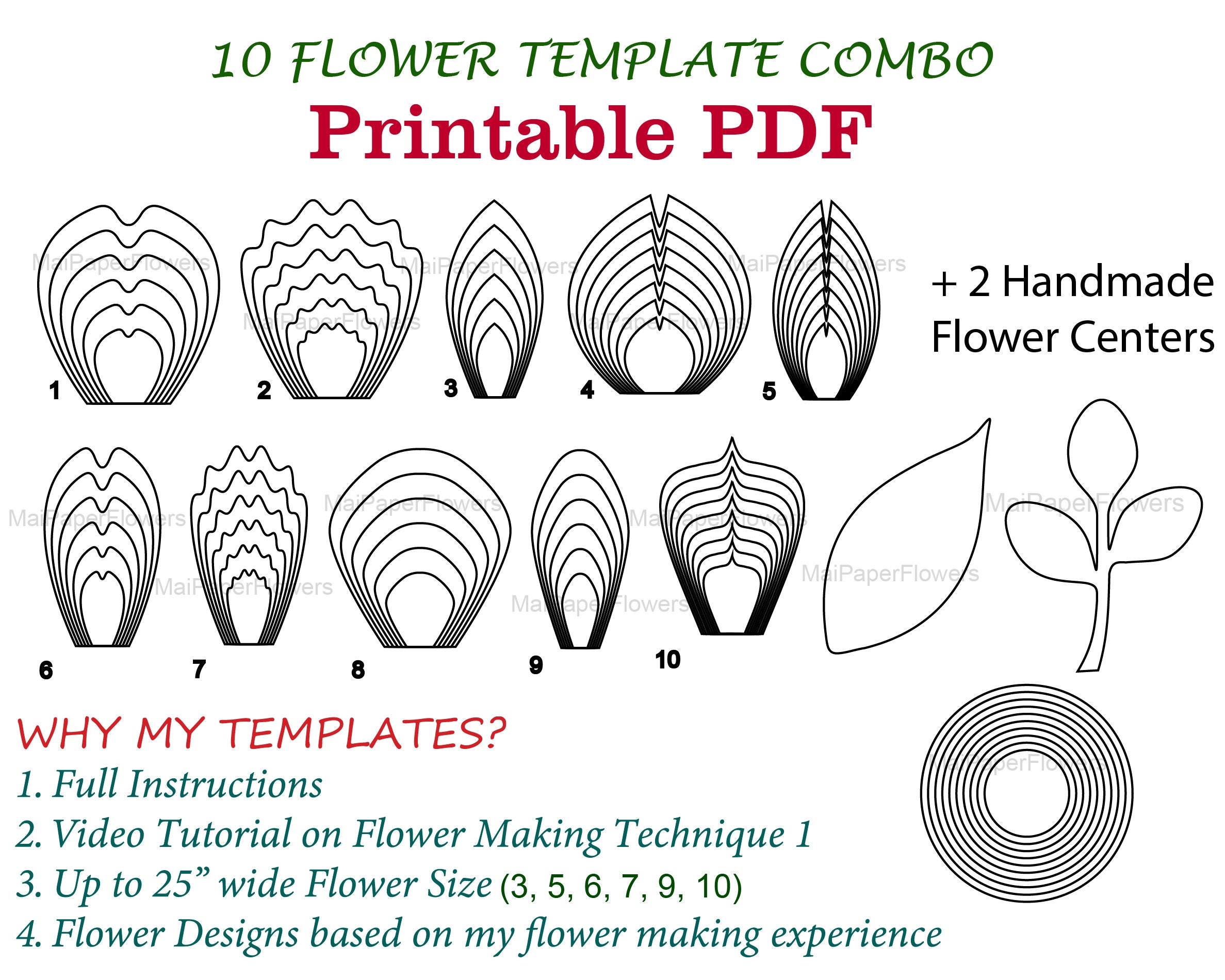 Digital Large Paper Flower Template Printable PDF Paper Flower Bundles Giant Paper Flowers Printable Big Paper Flower Template PDF Etsy