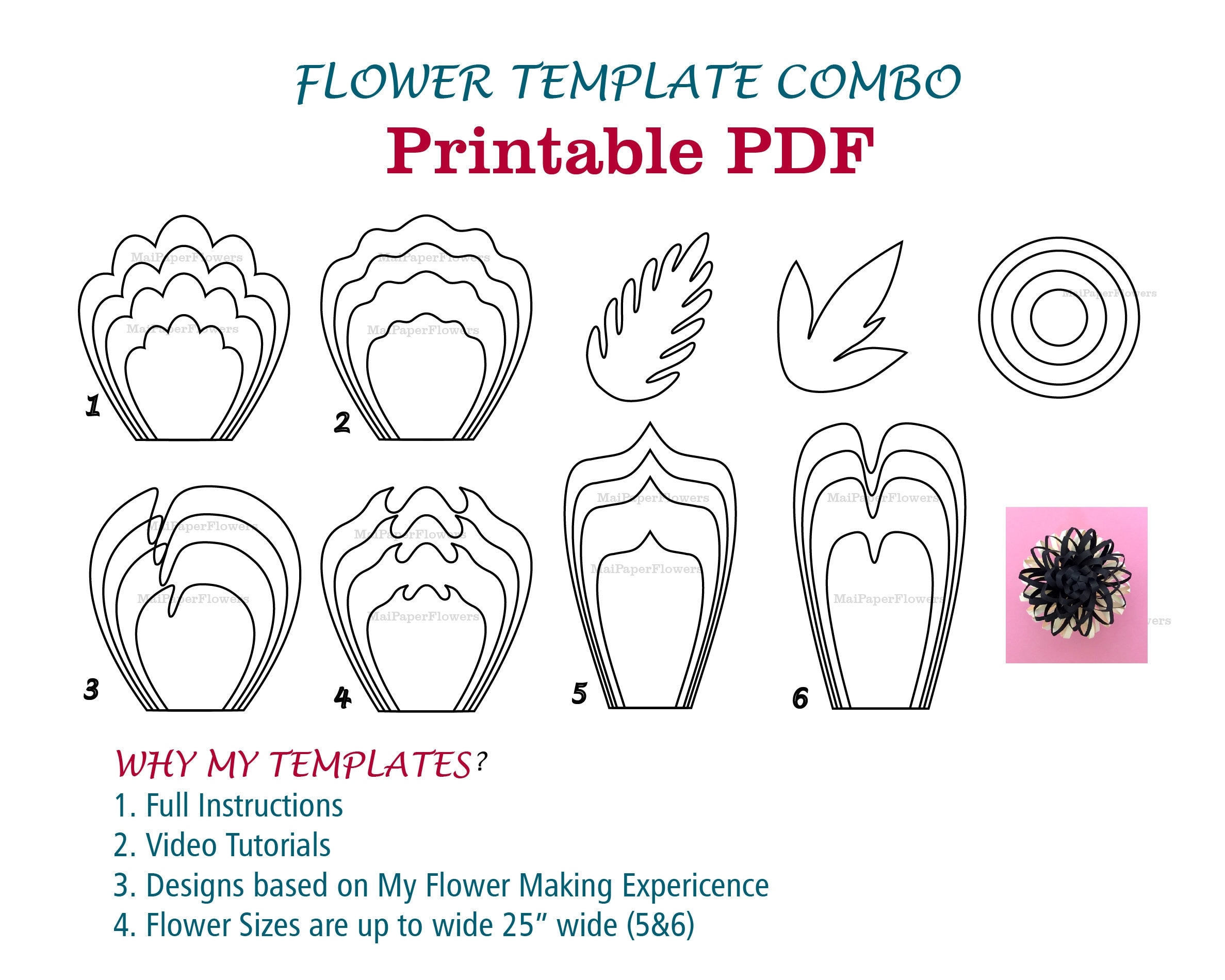 Digital Paper Flower Template PDF Paper Flower Bundles Giant Paper Flowers Large Paper Flowers Printable Big Paper Flowers Printable Flowers Etsy Israel