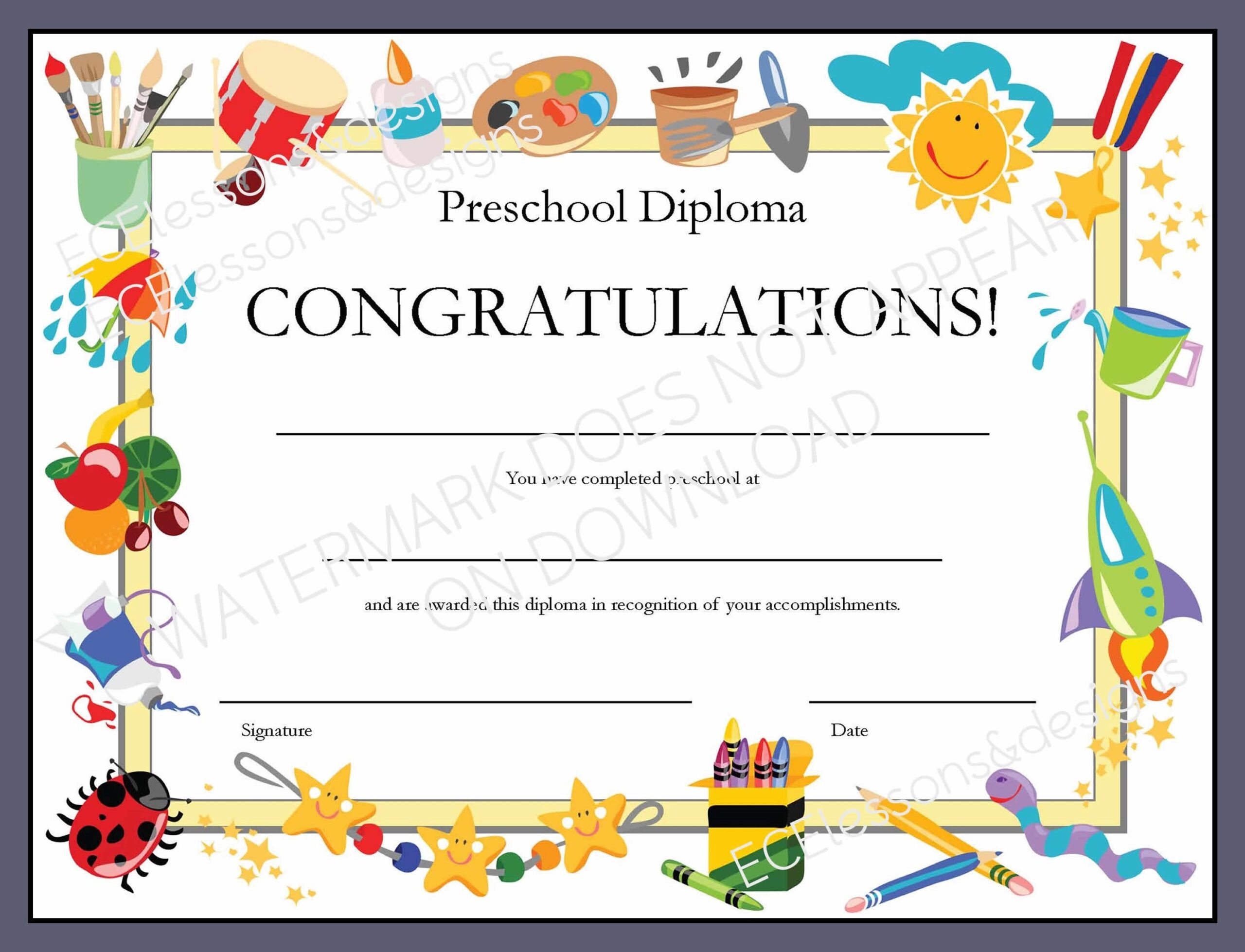Preschool Diplomas Templates Printable Free
