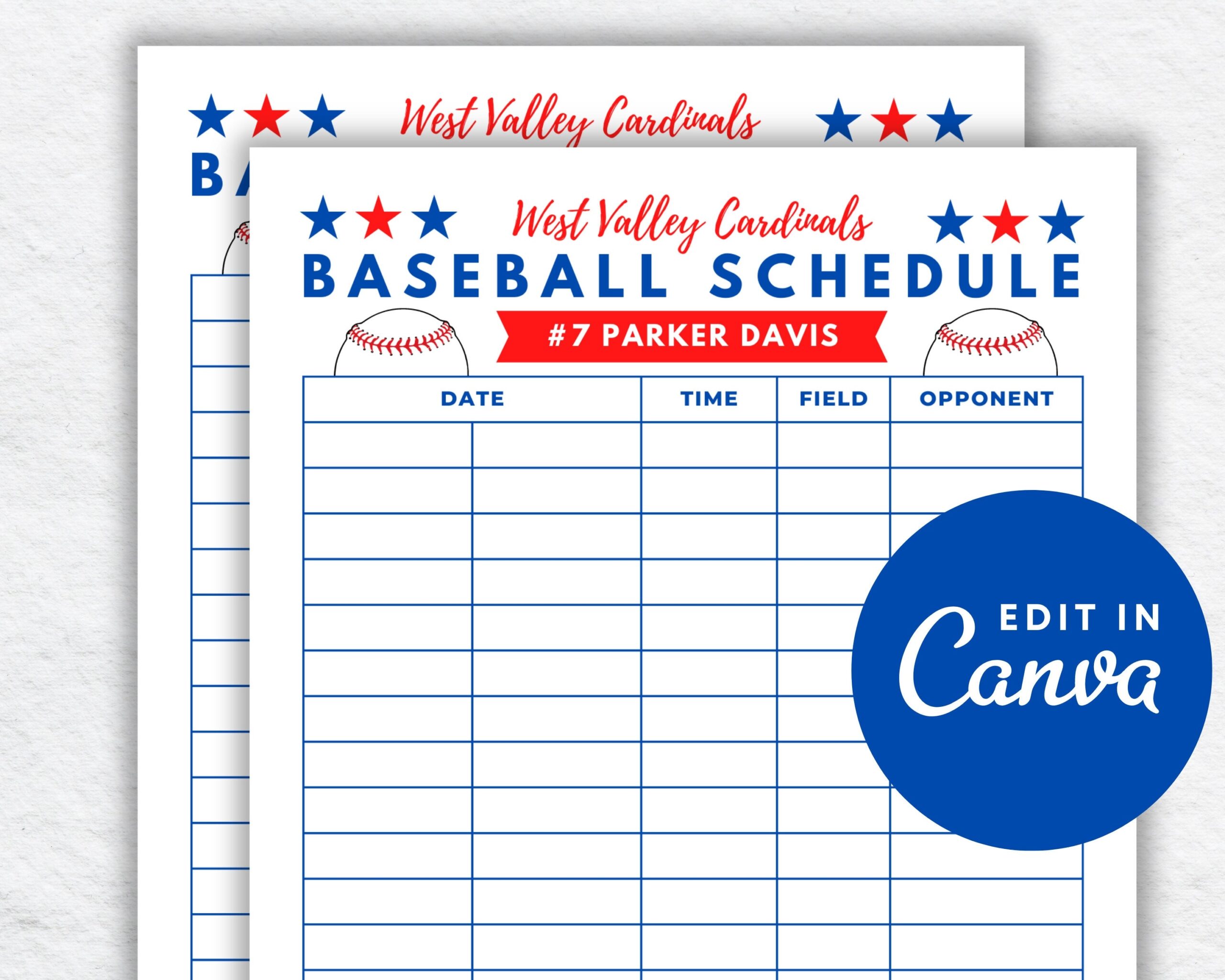 DIY Baseball Game Schedule Template Printable Canva Baseball Calendar Etsy