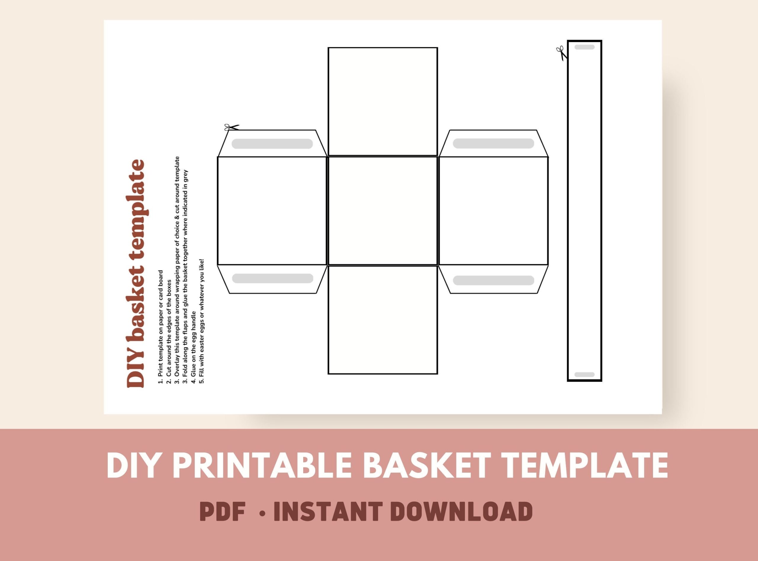 DIY Basket Printable Printable Basket Template DIY Party Favor Basket Instant Download A4 Party Favor Printable Party Basket Etsy