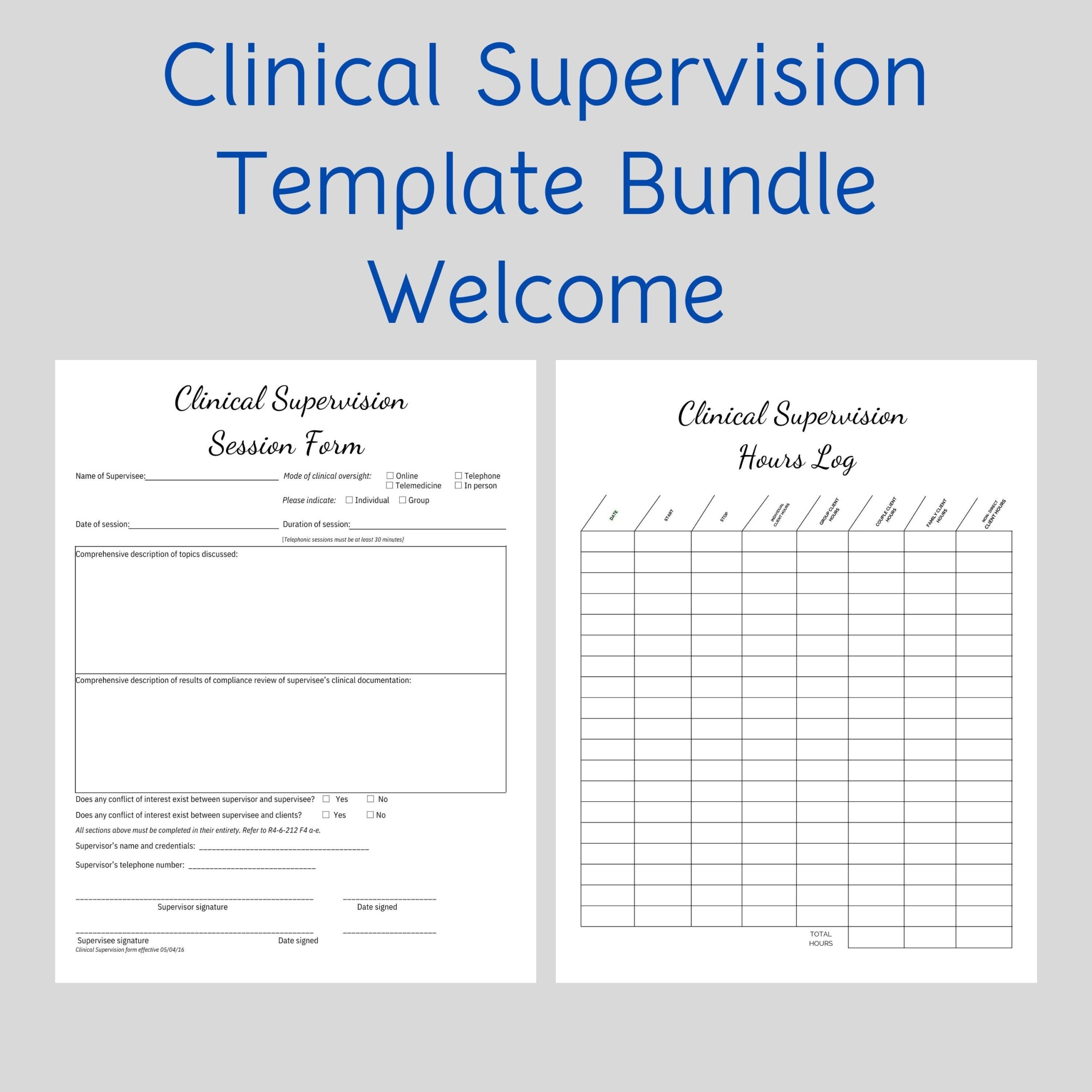 DIY Clinical Supervision Session Form And Hours Log CANVA Template Minimalist Clinical Hours Log Personalized Etsy Finland
