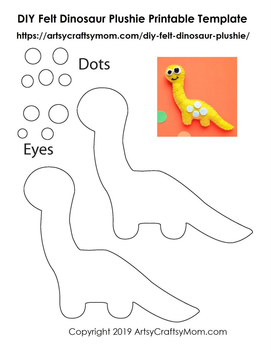 DIY Felt Dinosaur Plushie Free Template