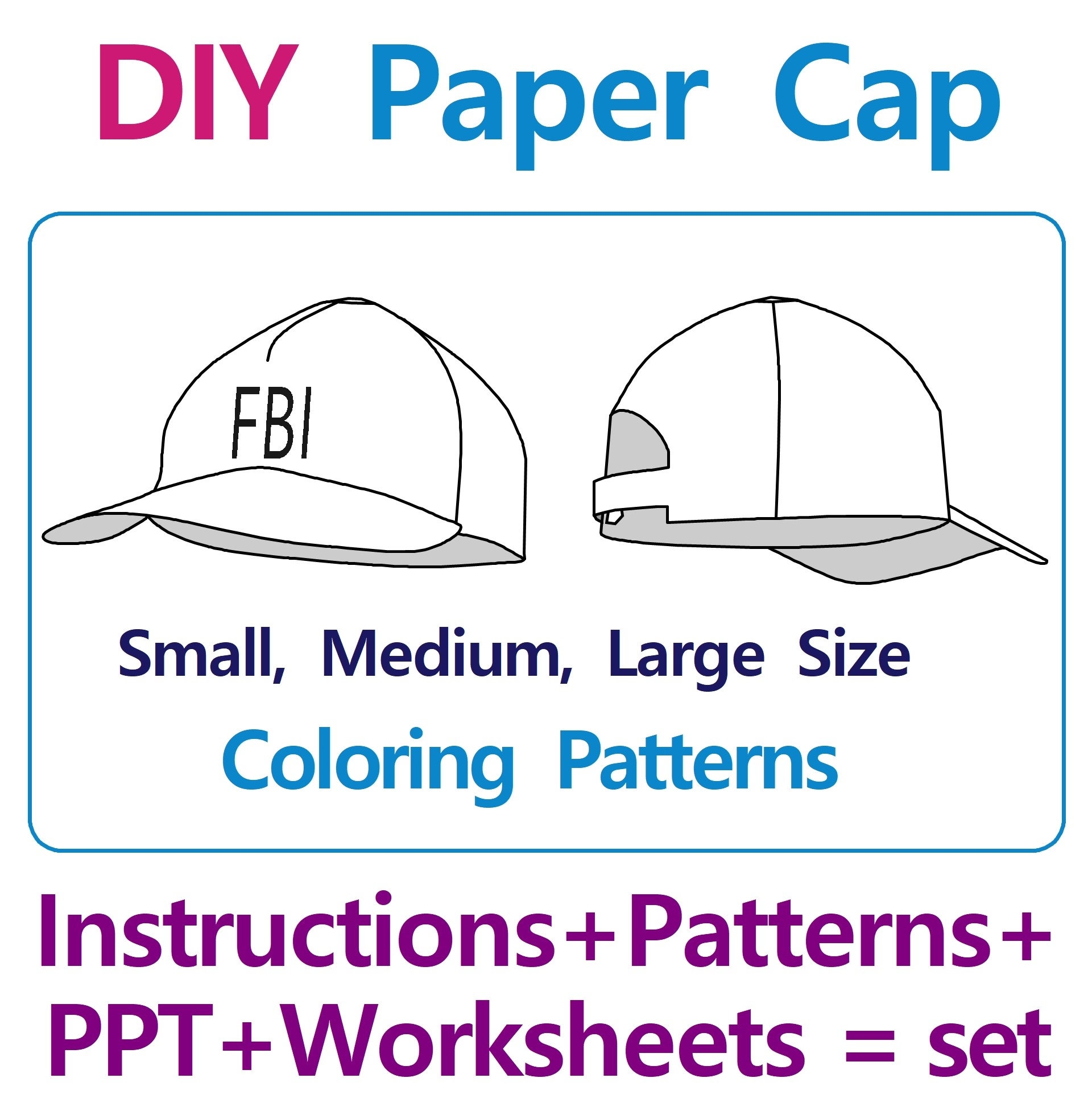 DIY Paper Cap Paper Hat Wearable Hat Coloring Hat Baseball Cap Printable Instant Origami Etsy Israel