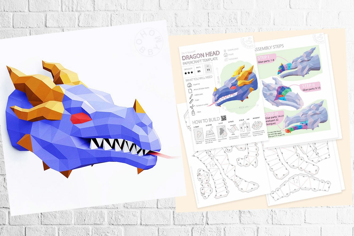 Printable 3D Dragon Head Template
