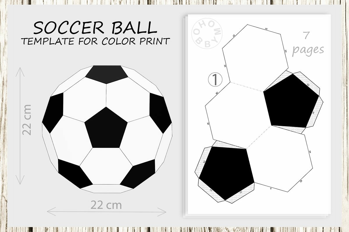 DIY Paper Soccer Ball For Color Print 3D Papercraft PDF
