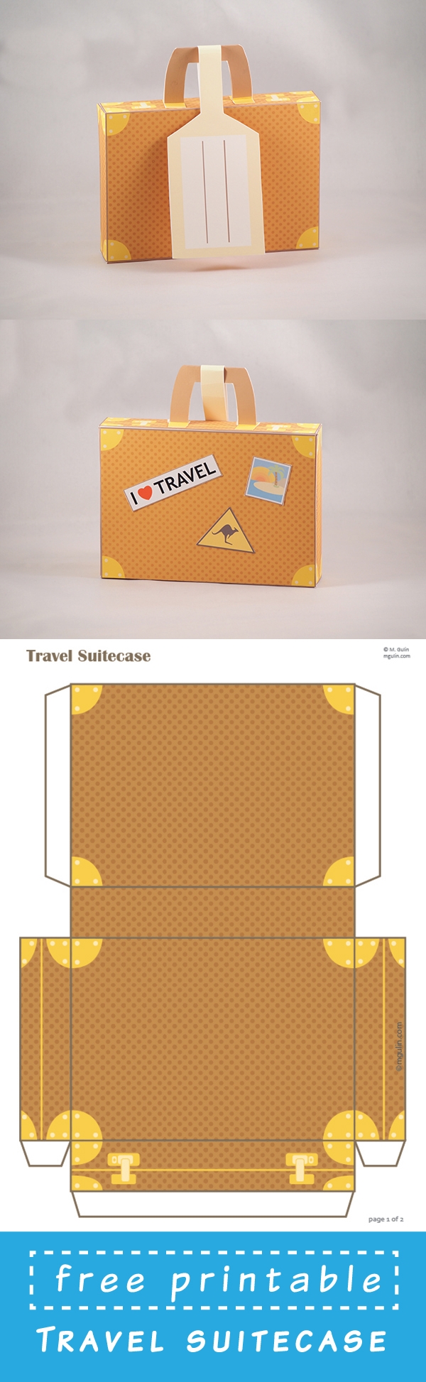 DIY Printable Travel Suitcase With Address Tag M Gulin Papercrafts Prints And More