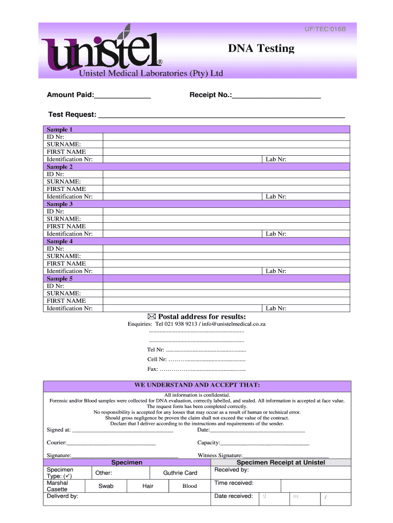 Dna Test Template Fill Online Printable Fillable Blank PdfFiller