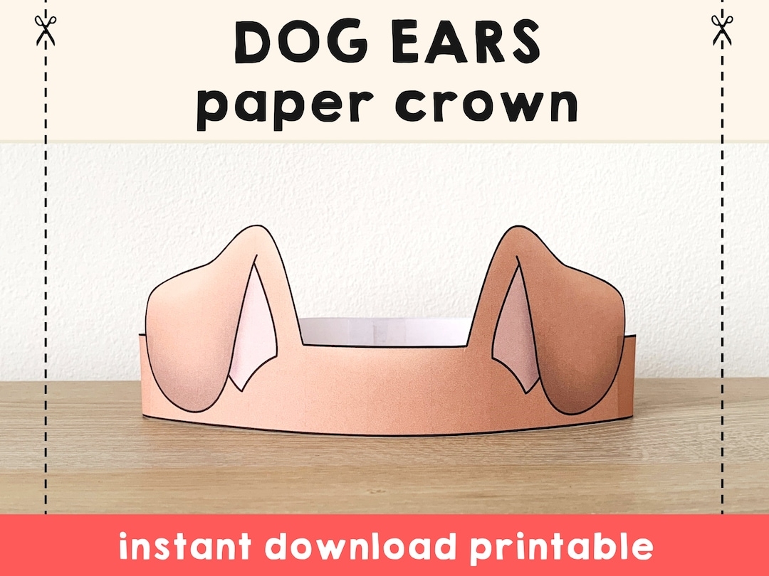 Dog Ears Paper Crown Party Coloring Printable Kids Craft Puppy Costume Birthday Printable Favor Costume DIY Instant Download Etsy