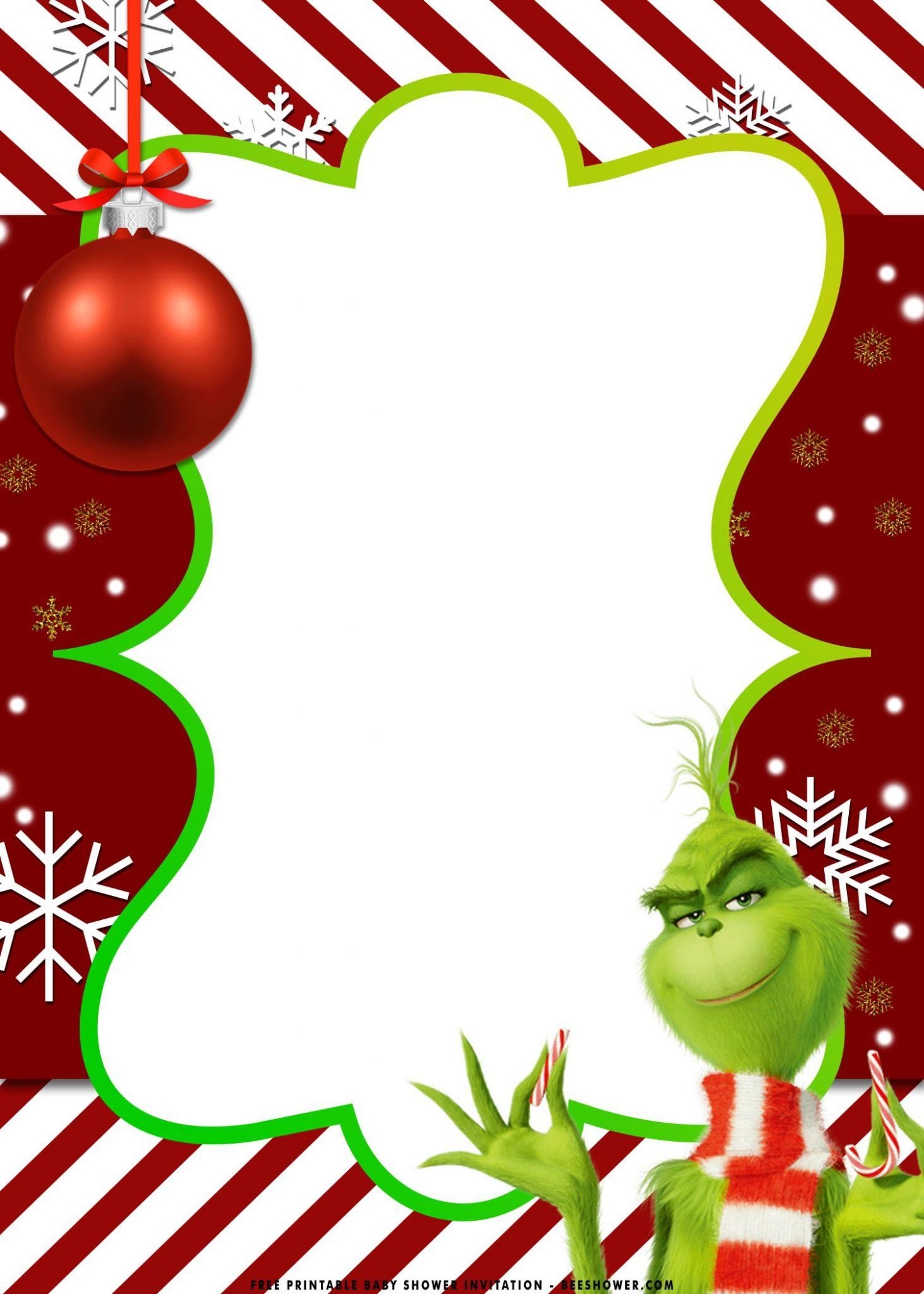 Download FREE Printable Christmas Grinch Baby Shower Invitation Templates Christmas Invitations Template Christmas Card Template Free Christmas Printables