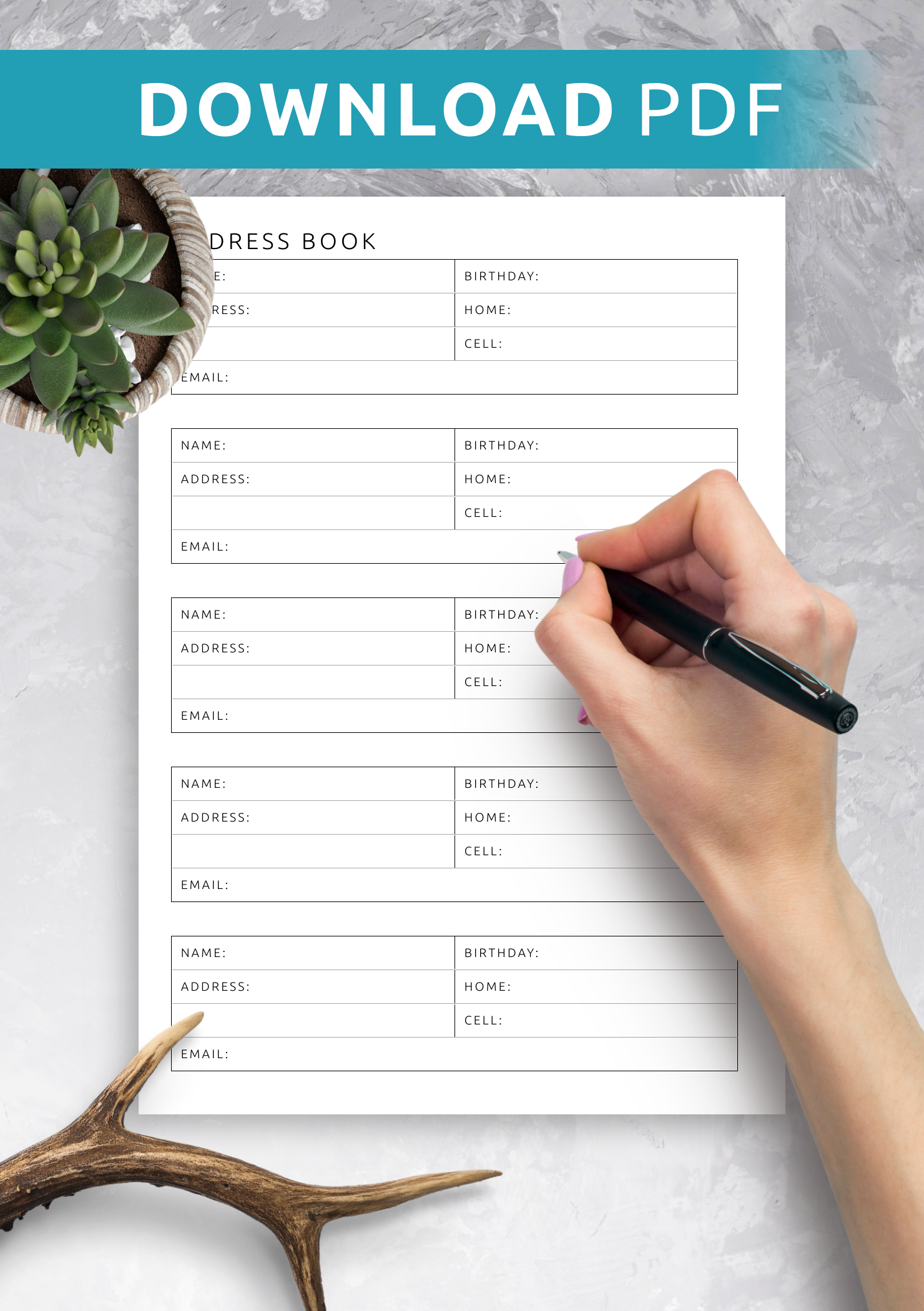 Printable Address Book Template
