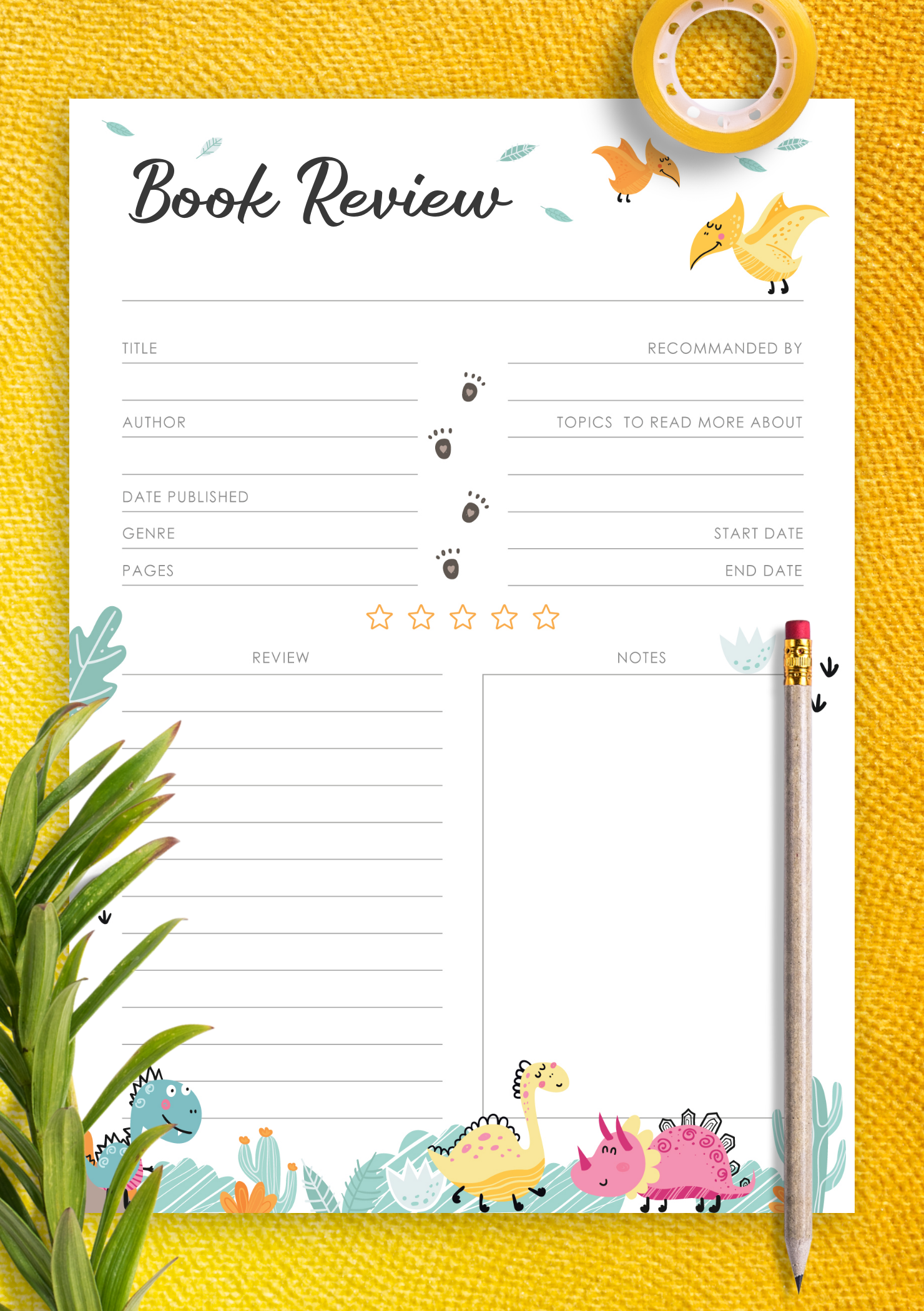 Printable Book Review Template