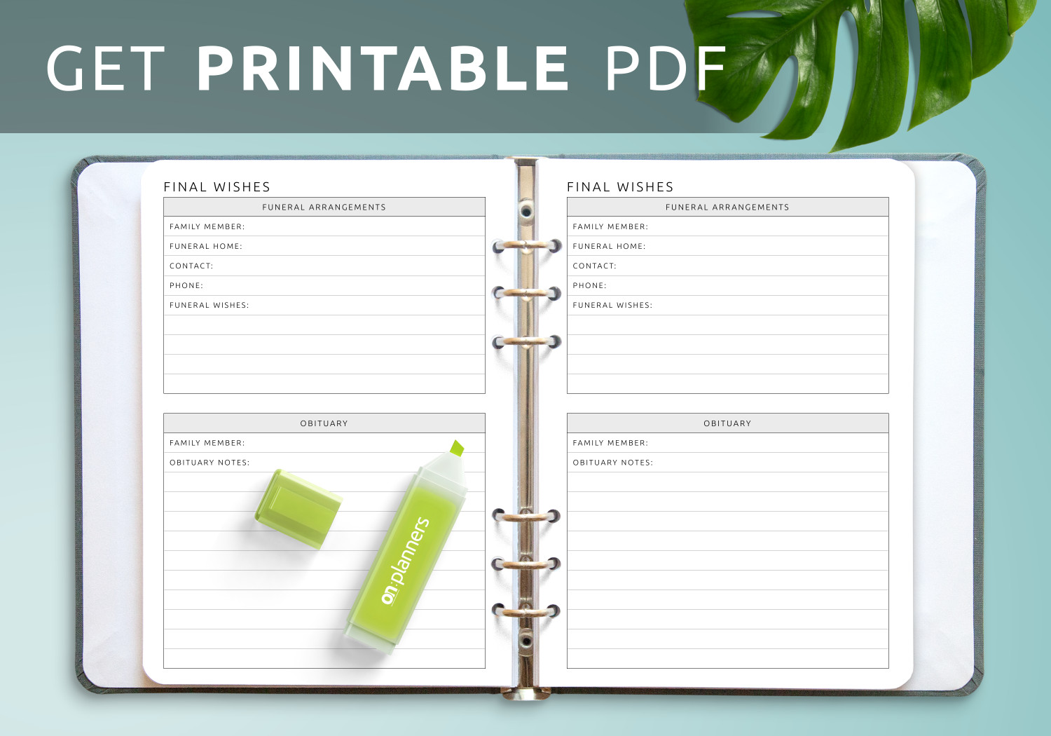Printable Funeral Wishes Template