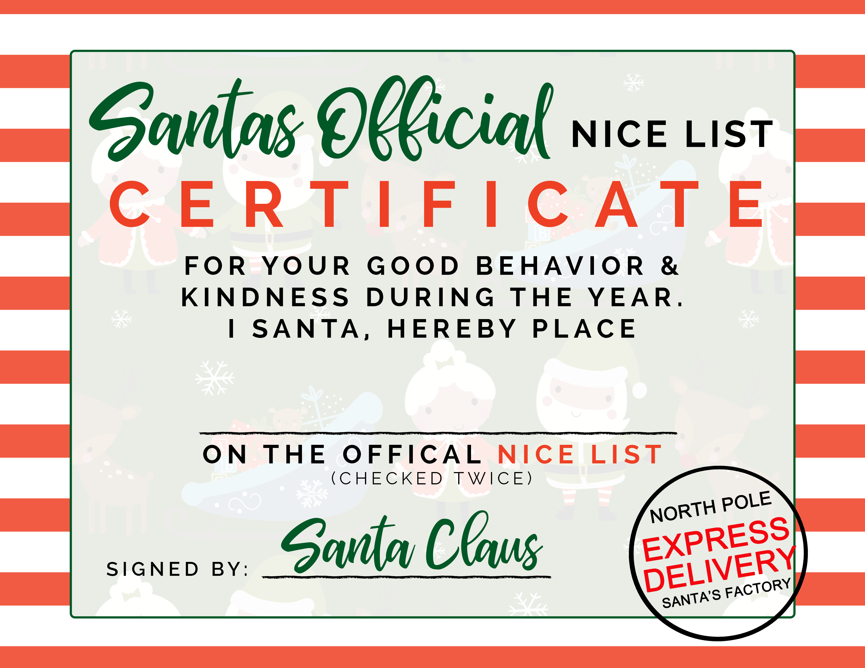 Free Printable Santa Nice List Template