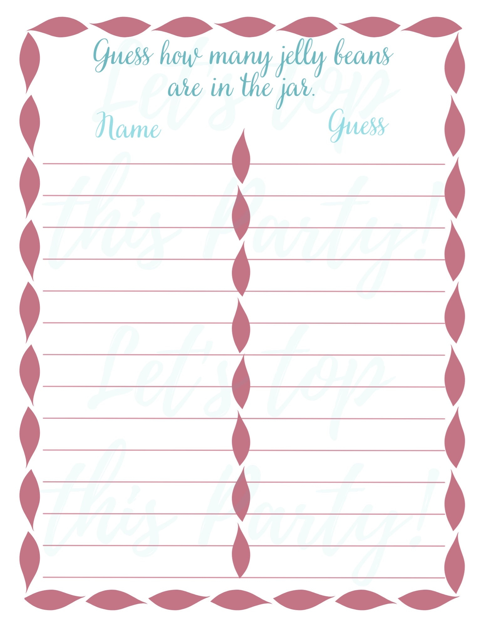 Easter Guess How Many Jelly Beans Printable Easter Guessing Game Jelly Bean Guessing Game How Many Guesses Easter Games Easter Fun Etsy Norway