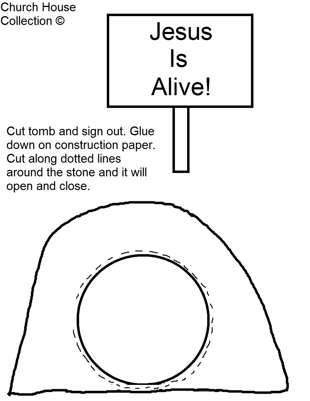 Easter Tomb Jesus Is Alive Cutout Sheet For Kids