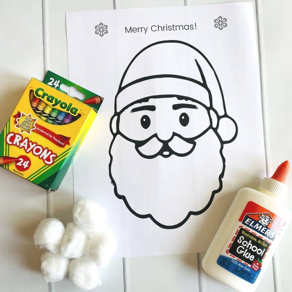 Printable Cotton Ball Santa Template
