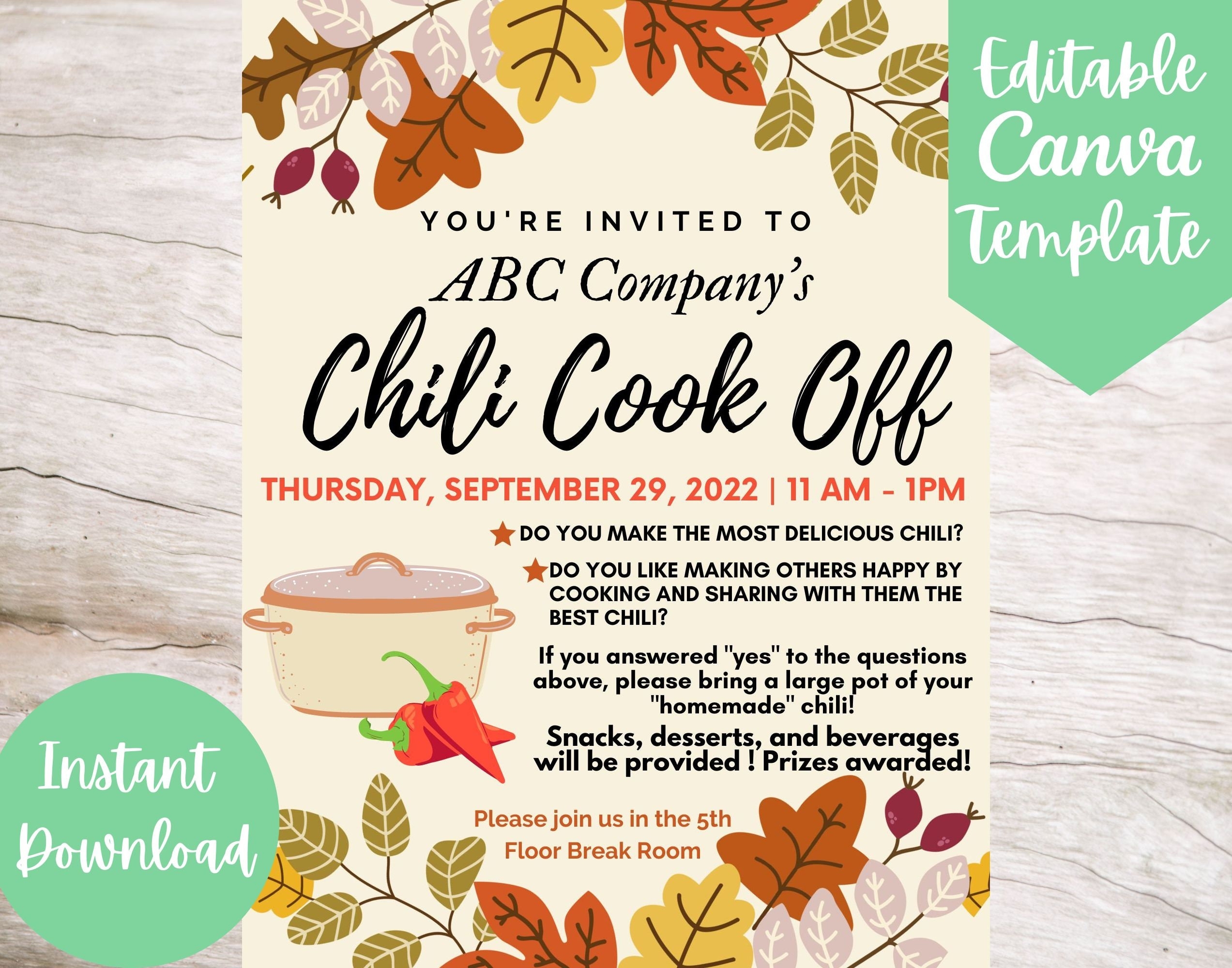 Printable Chili Cook Off Flyer Template Free