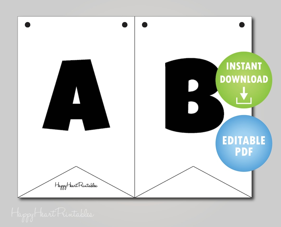Editable Banner Template Printable Banner Template DIY Flag Banner Etsy