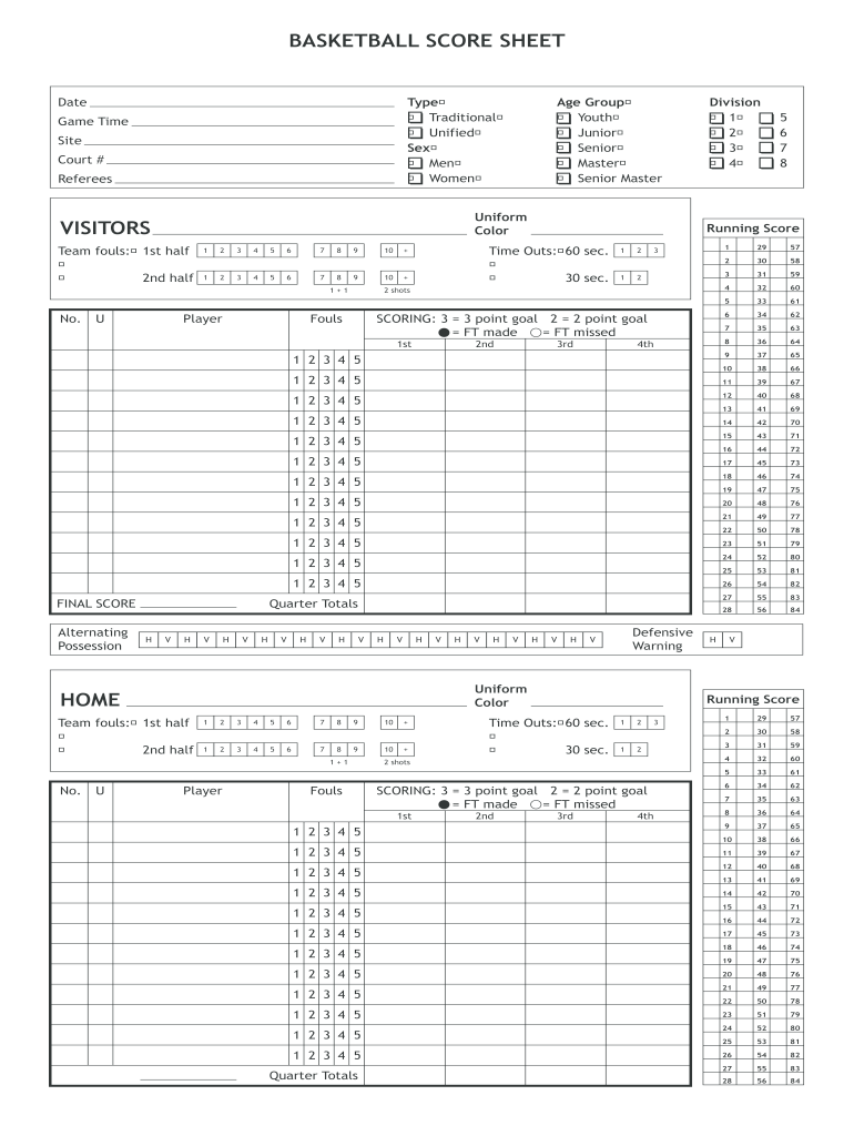 Editable Basketball Stat Sheet Excel Fill Online Printable Fillable Blank PdfFiller