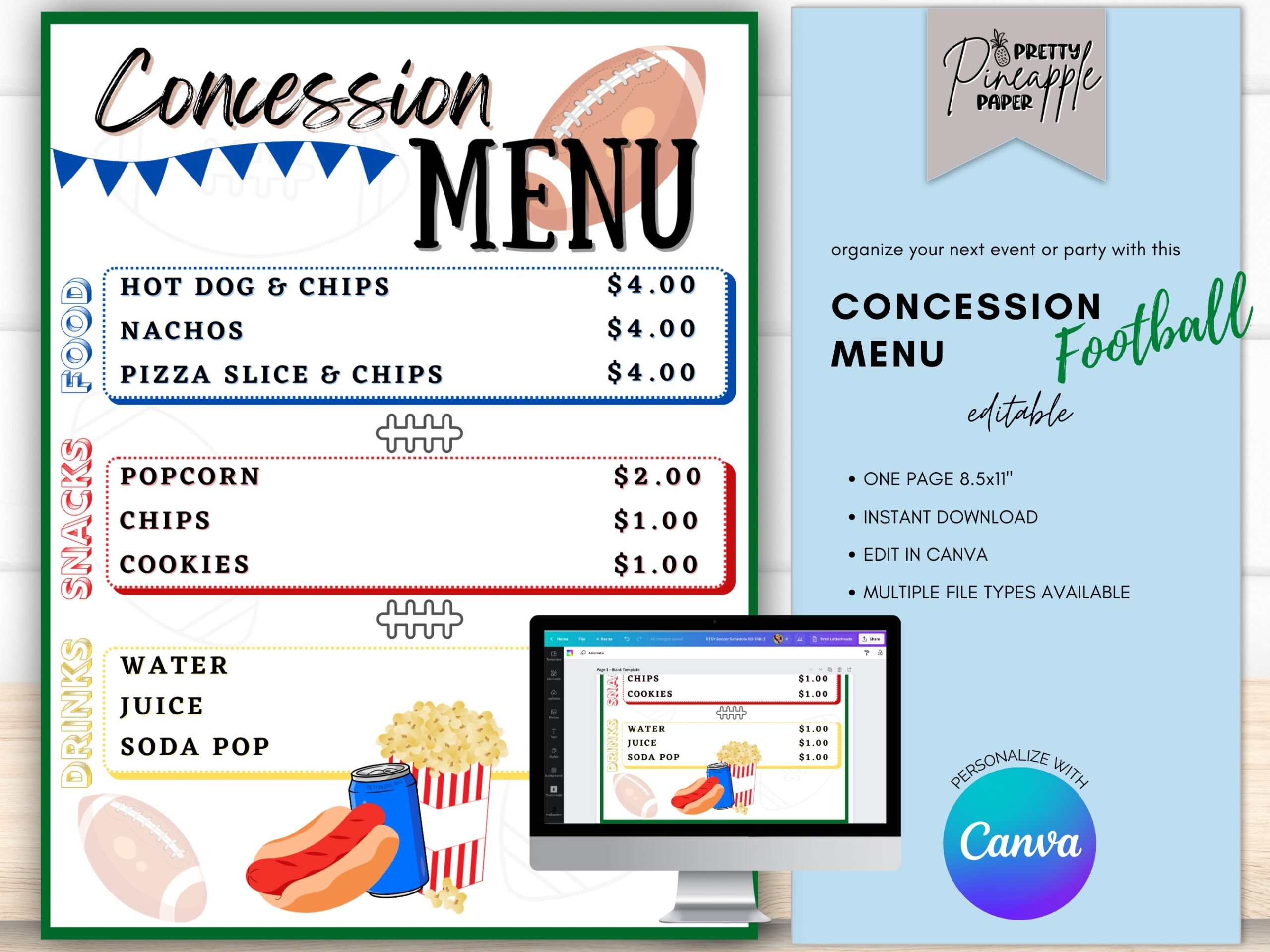 Printable Concession Stand Template
