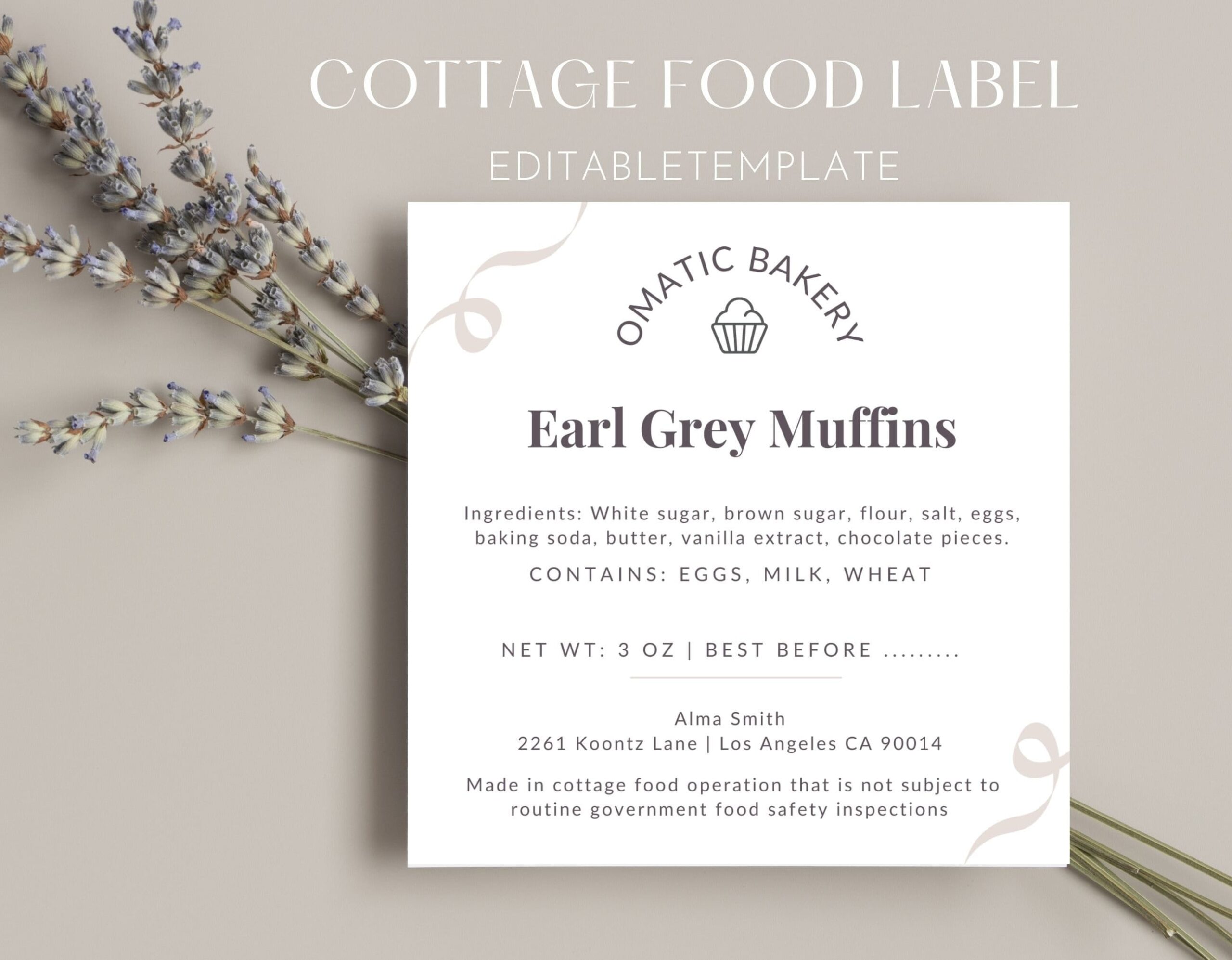 Printable Cottage Food Label Template