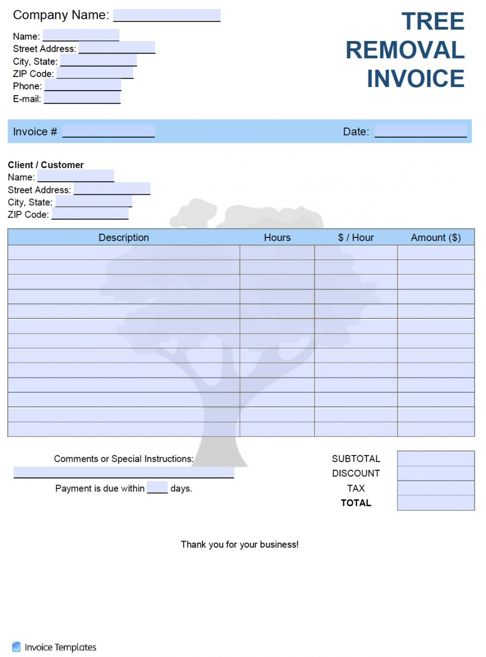 Editable Free Tree Removal Service Invoice Template Pdf Word Excel Tree Trimming Estimate Template Invoice Template Estimate Template Tree Service