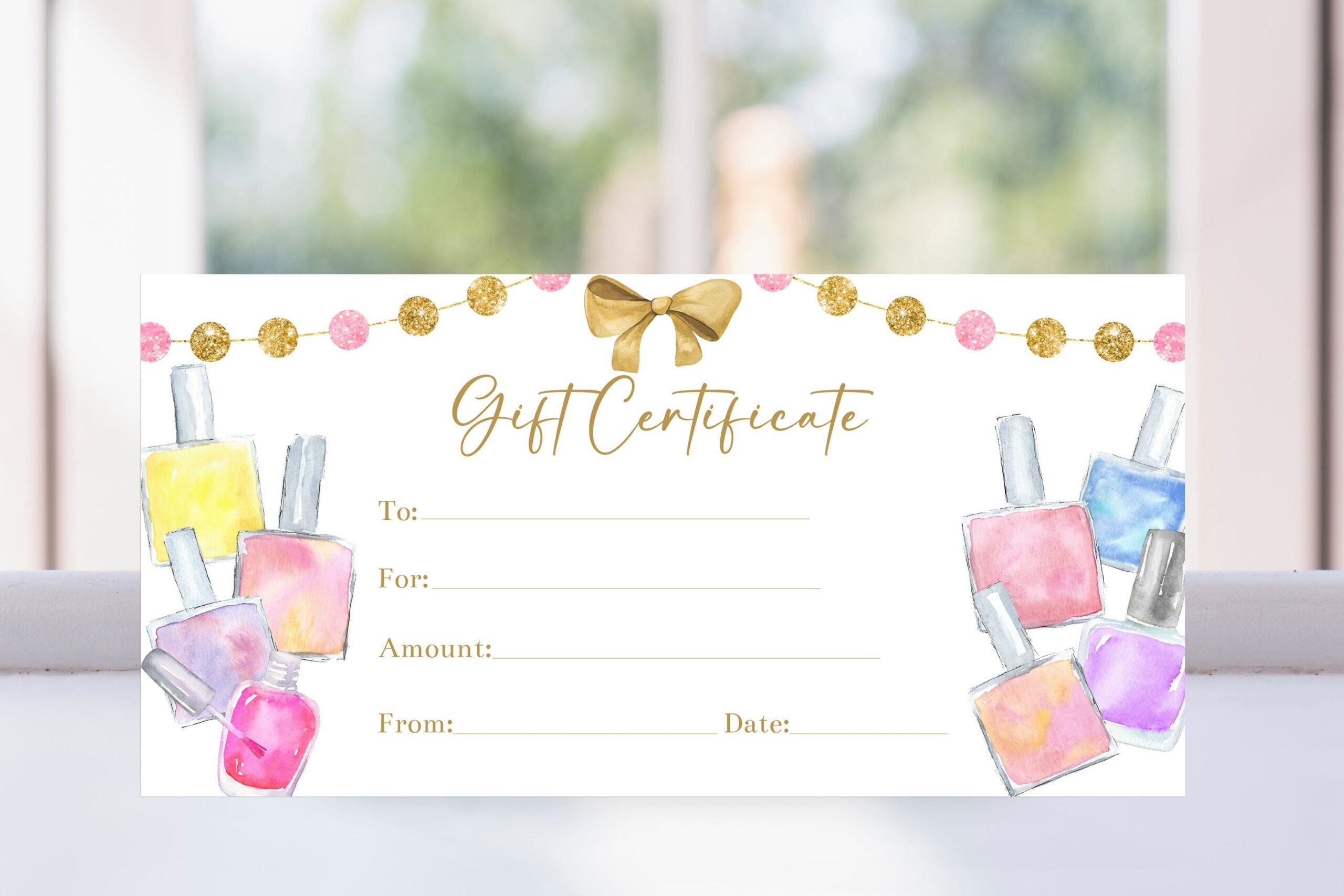 Editable Manicure Gift Certificate Voucher Template Pink And Gold Printable Christmas Or Birthday Gift Coupon Voucher Mani Coupon Corjl Etsy