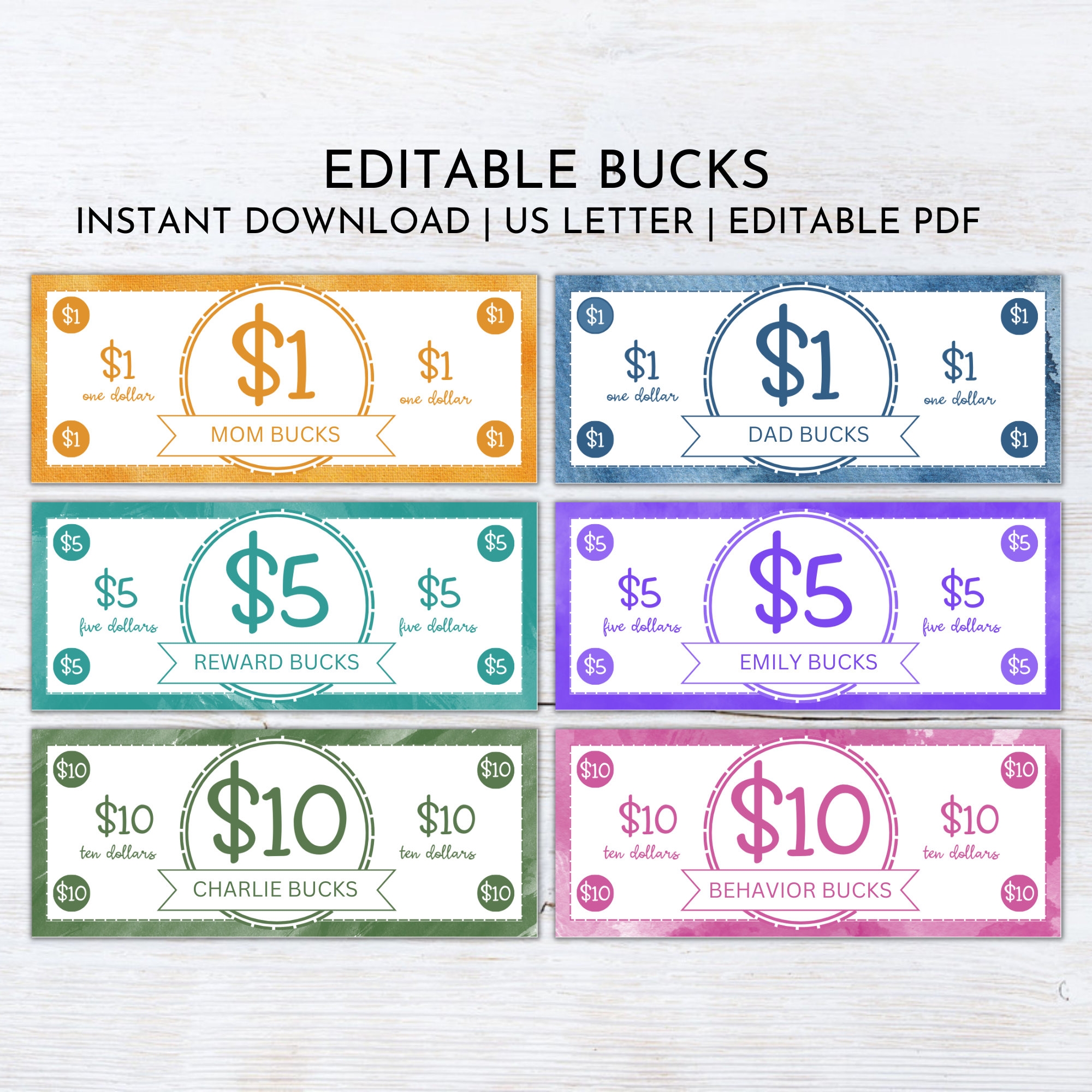 EDITABLE Mom Bucks Printable Reward Bucks Good Behavior Bucks Chore Bucks For Kids Printable Mom Money Allowance Play Money Etsy