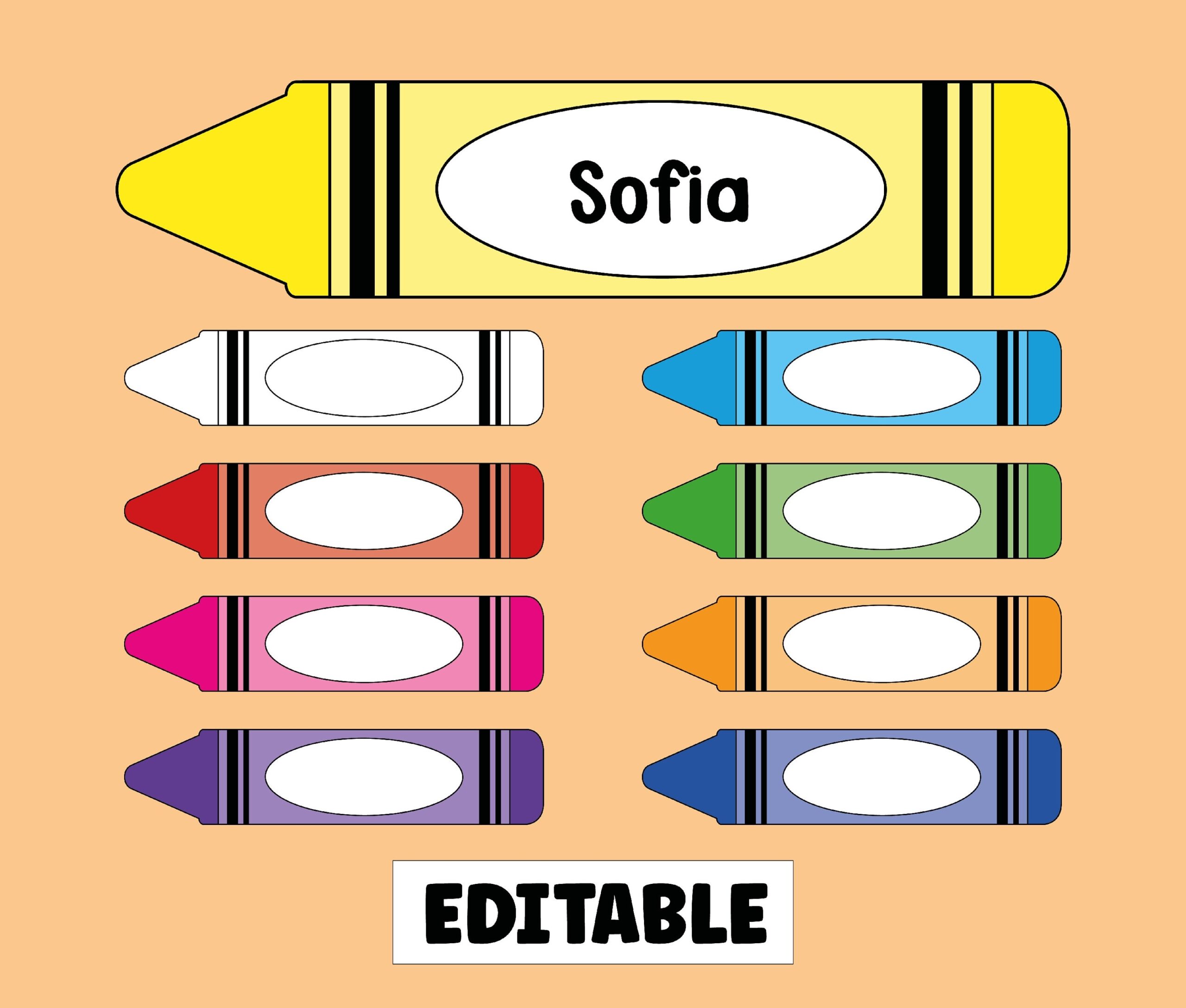 Free Printable Crayon Name Tag Template