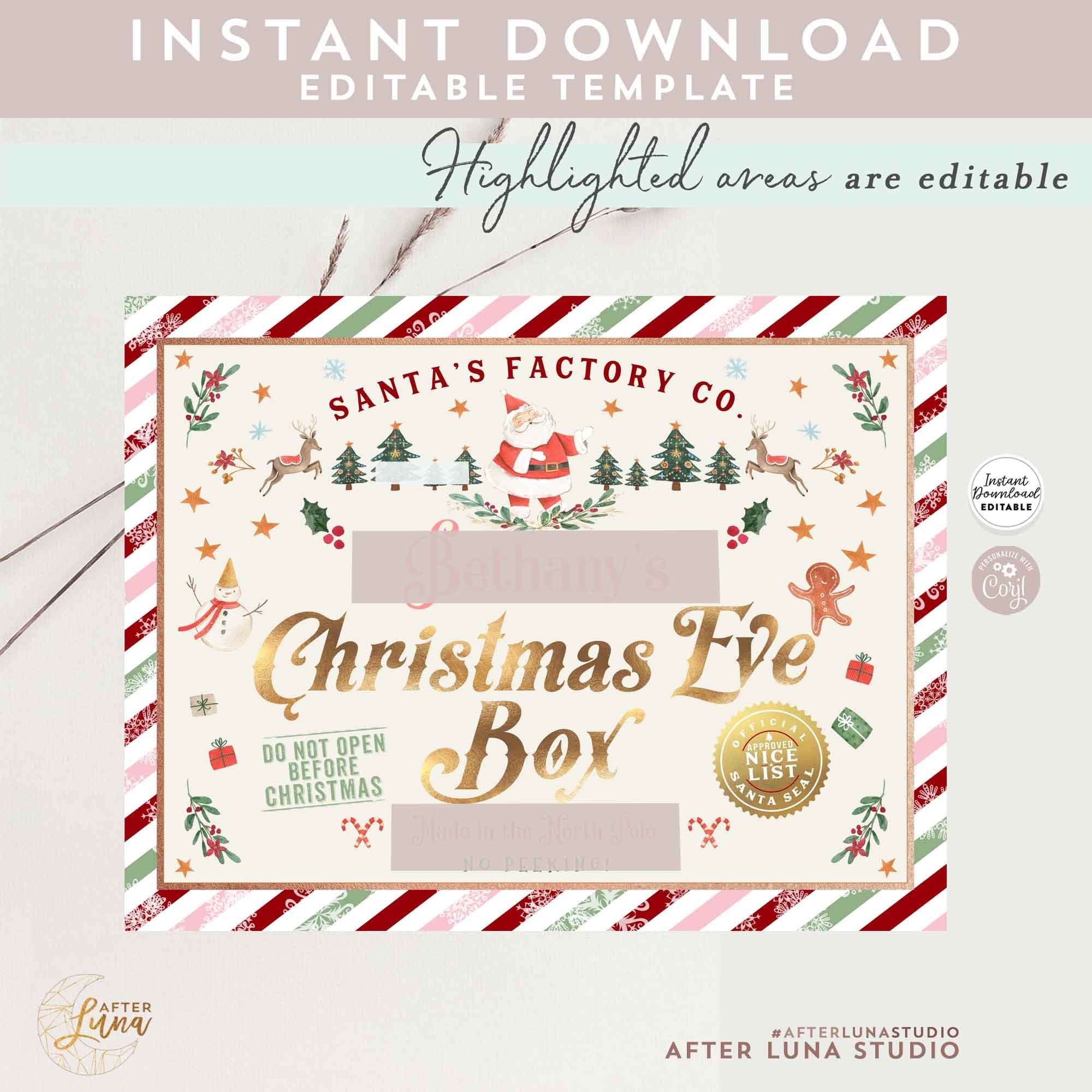 Free Printable Christmas Eve Box Label Template