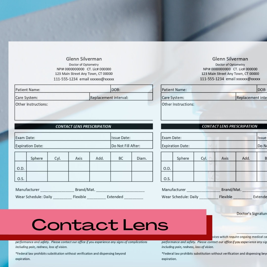 Printable Contact Lens Prescription Template