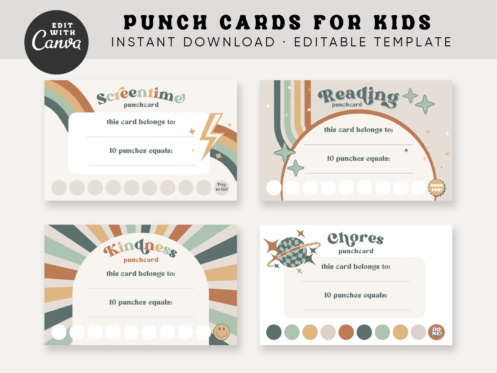 Editable Free Printable Punch Card Template
