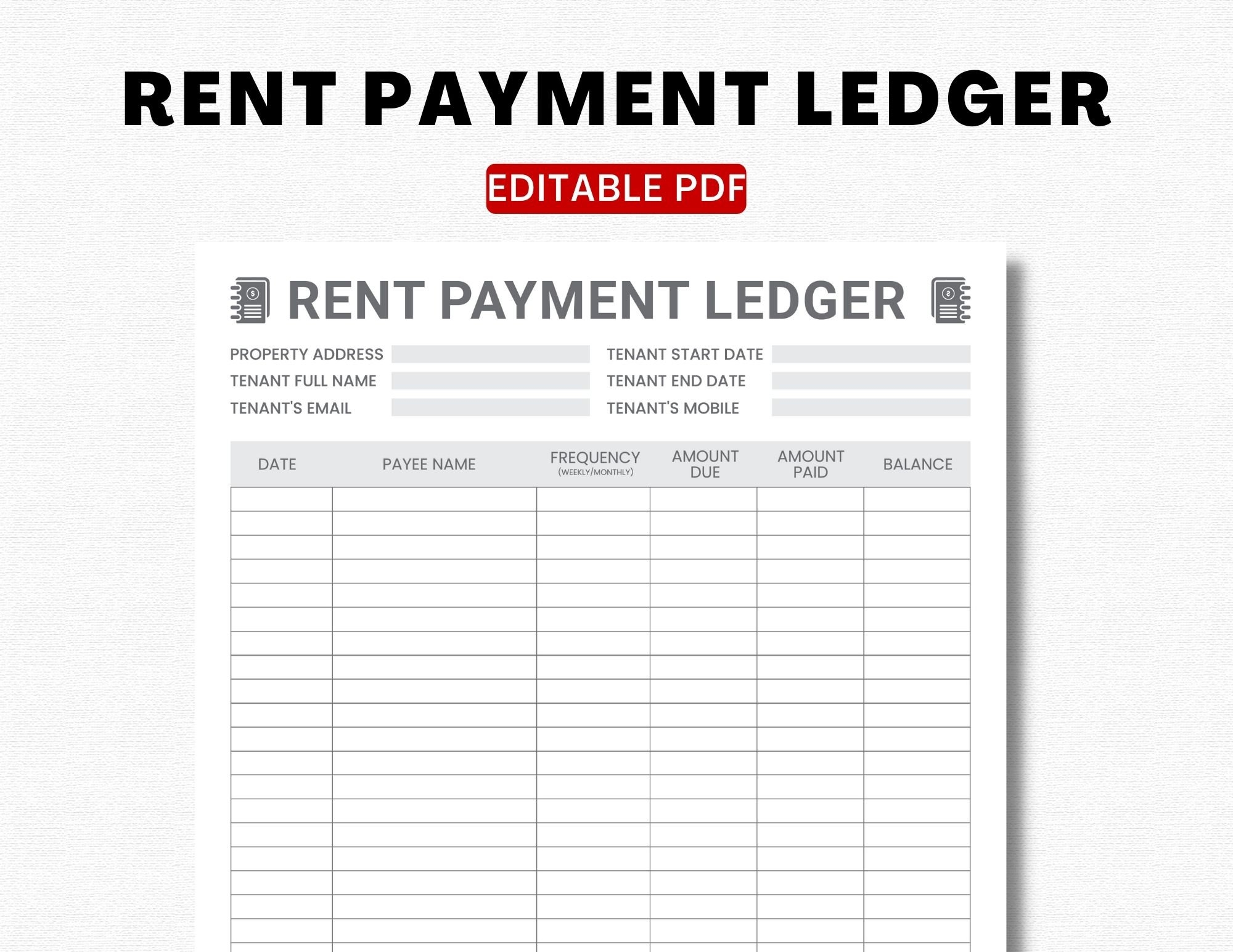 Printable Landlord Rental Payment Ledger Template