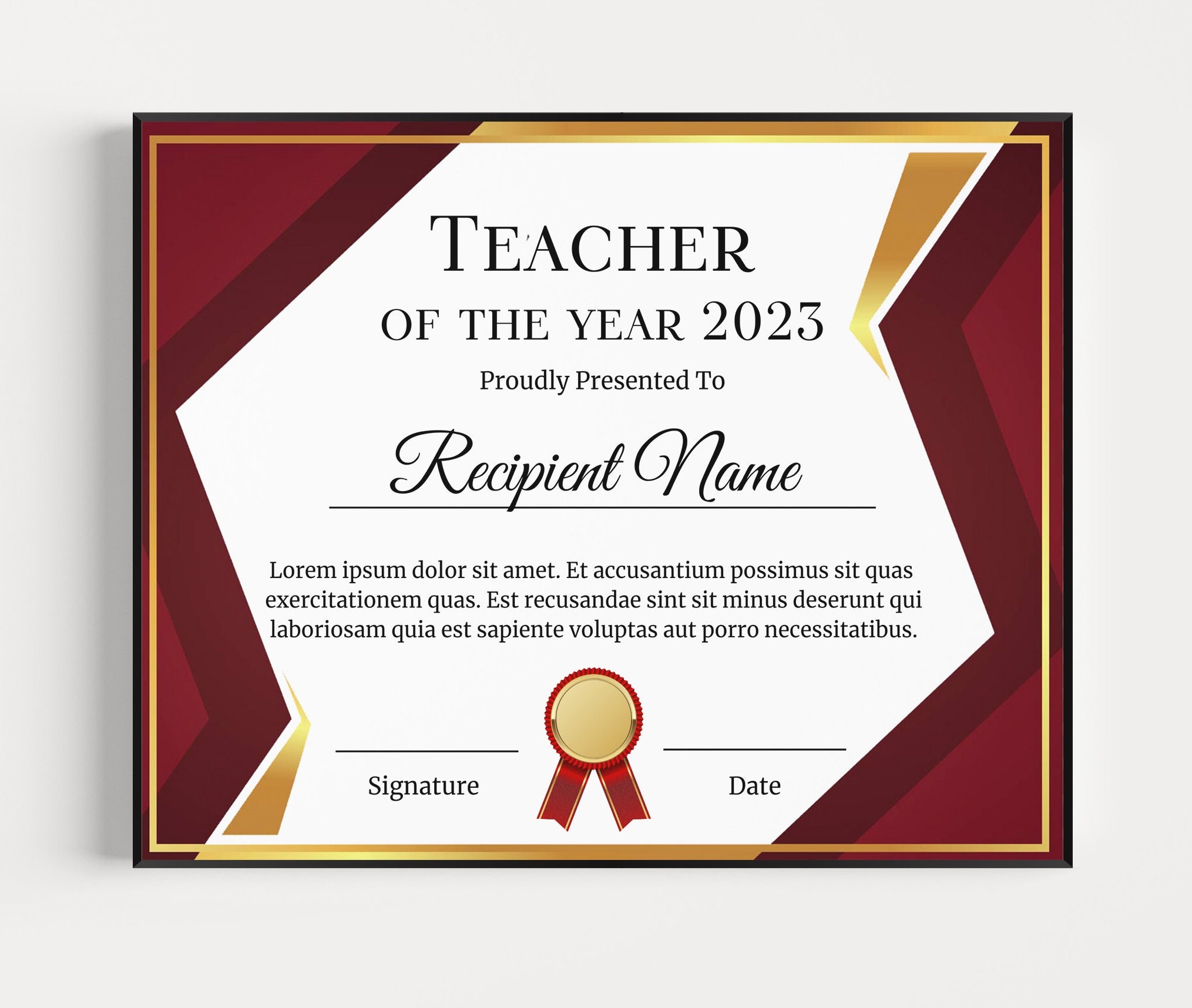 Editable Teacher Of The Year Certificate Template Printable Teacher Of The Month Certificate Teacher Certificate Teacher Award Etsy