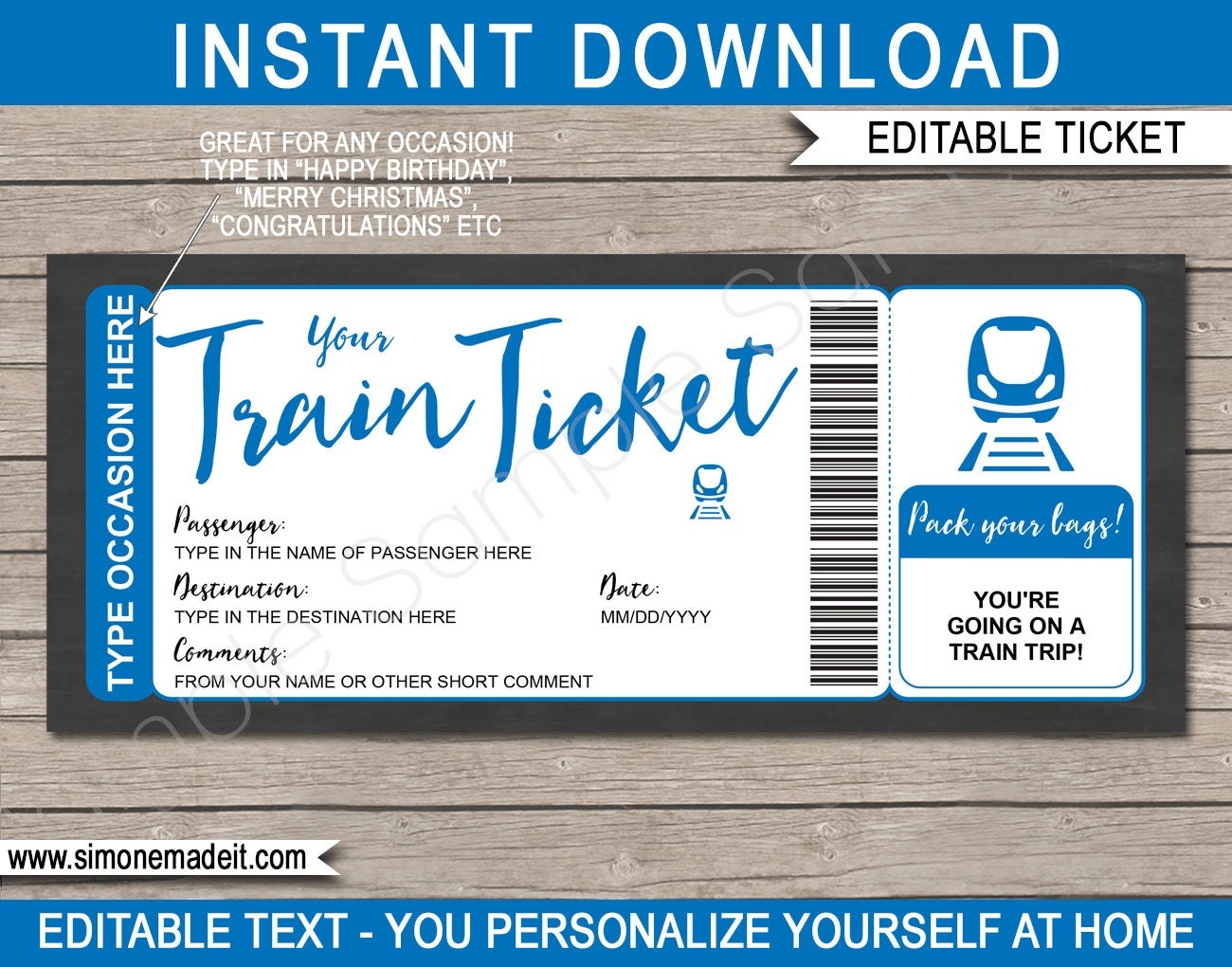 Train Ticket Printable Template