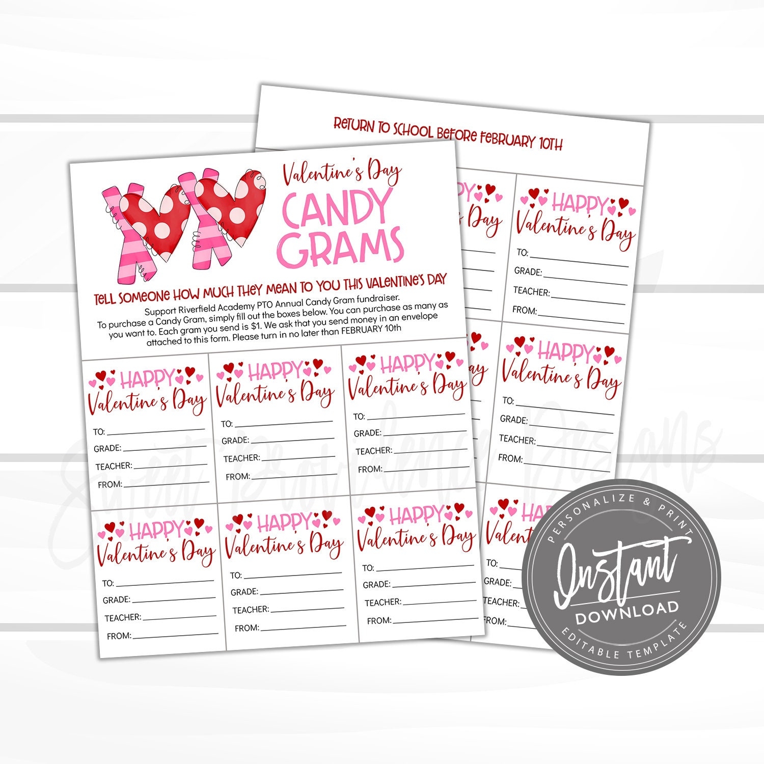 EDITABLE Valentine s Day Candy Gram Flyer PTO PTA School Fundraiser Template Valentine School Church Community Event Instant Download Etsy