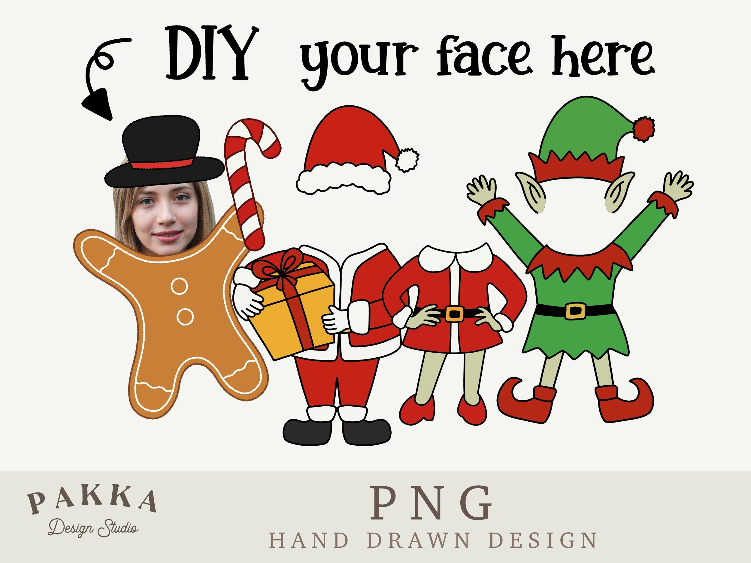 Elf Face Blank And Friend Bundle Add Your Own Photo Diy Template santa gingerbread santa Girl printable Png For Christmas Gift Etsy