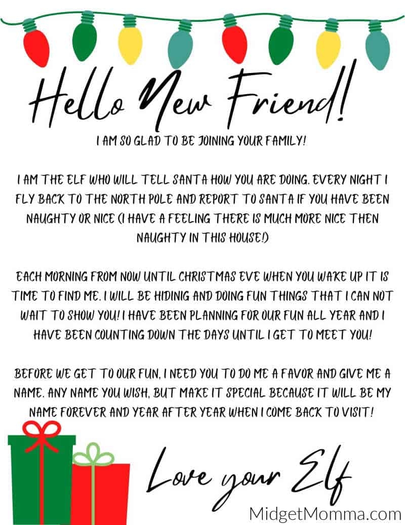 Free Printable Elf On The Shelf Arrival Letter Template