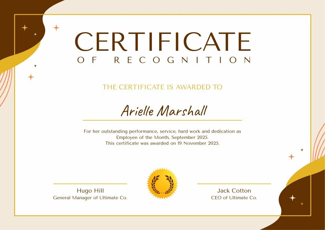 Printable Template Free Employee Of The Month Certificate