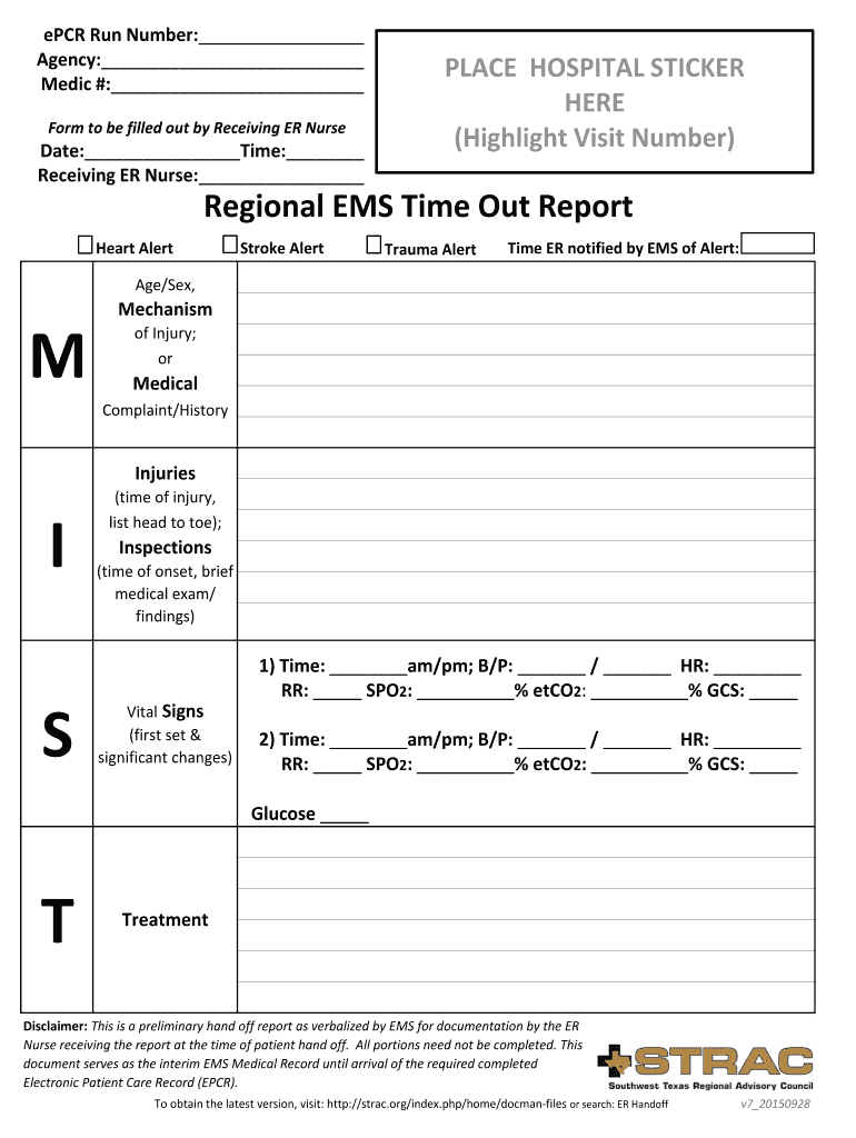 Printable Nursing Handoff Report Template