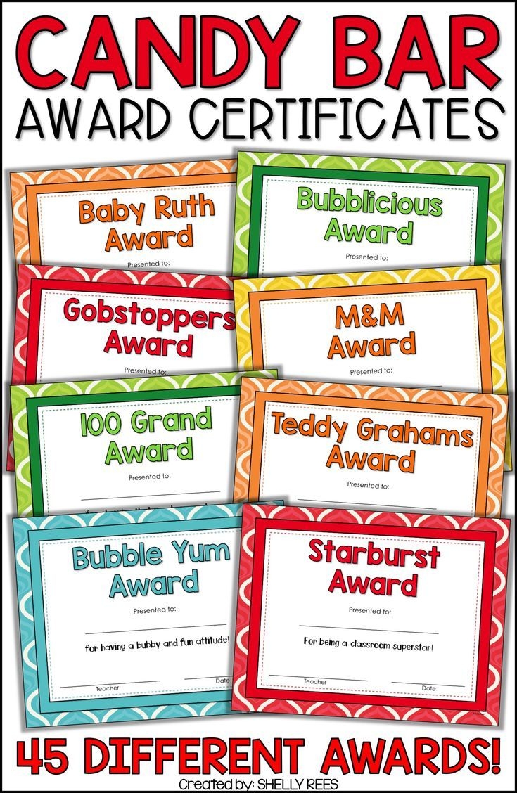 End Of The Year Awards Candy Bar Awards EDITABLE Student Classroom Certificates Candy Bar Awards End Of Year Classroom Fun