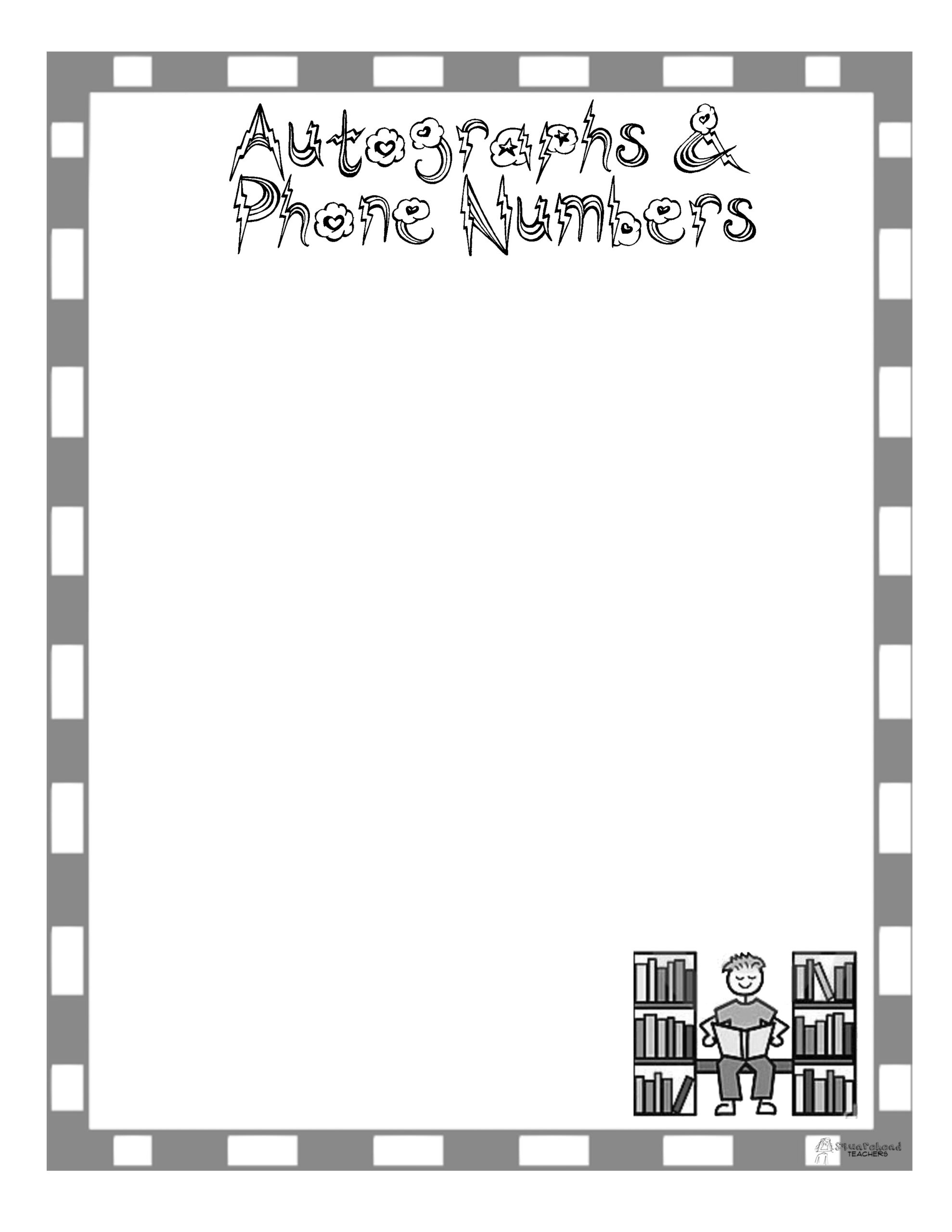 Printable Autograph Page Template