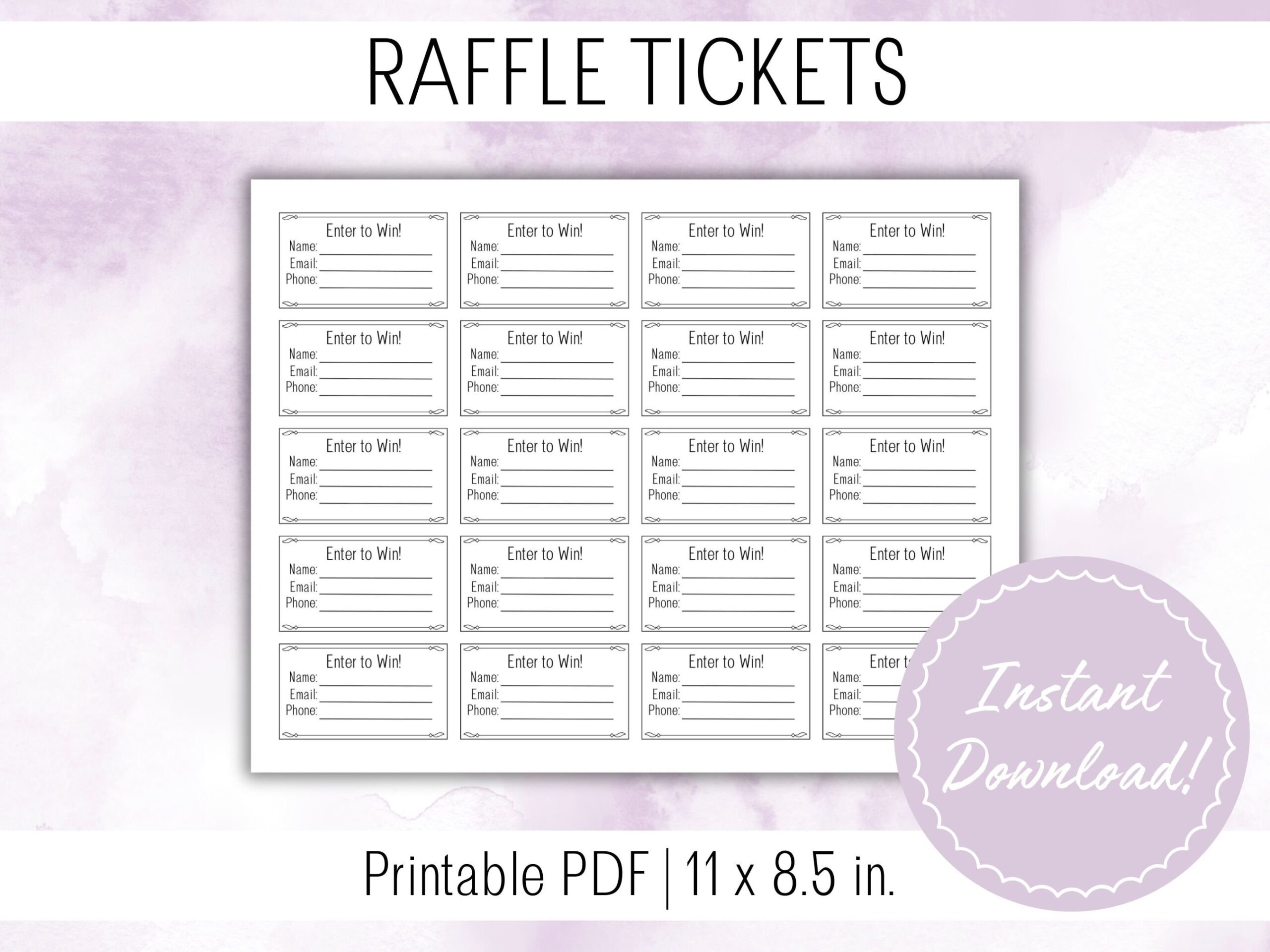 Printable Raffle Sheet Template 1-100
